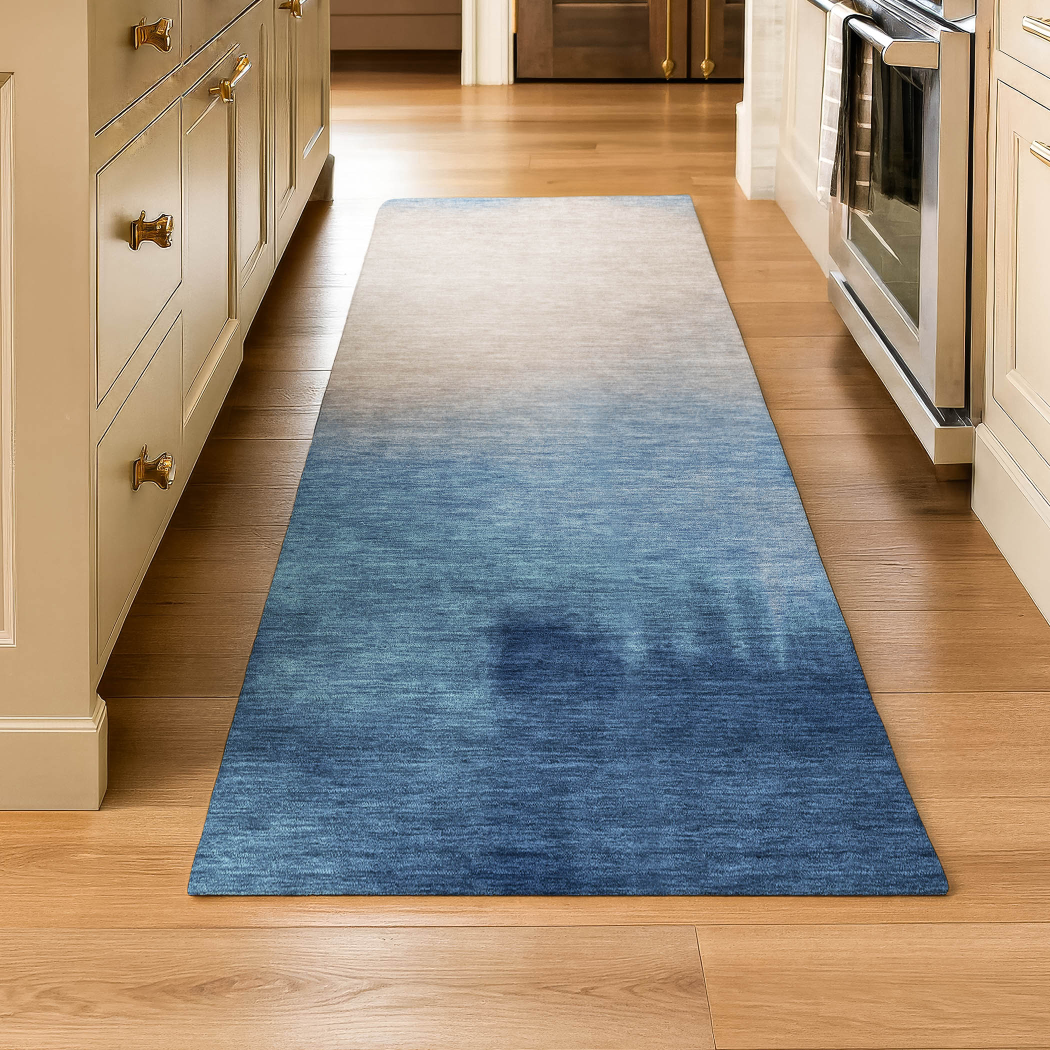 Antigua Machine Washable Transitional Denim Blue Rug 2'3" x 7'6" #shape_Runner