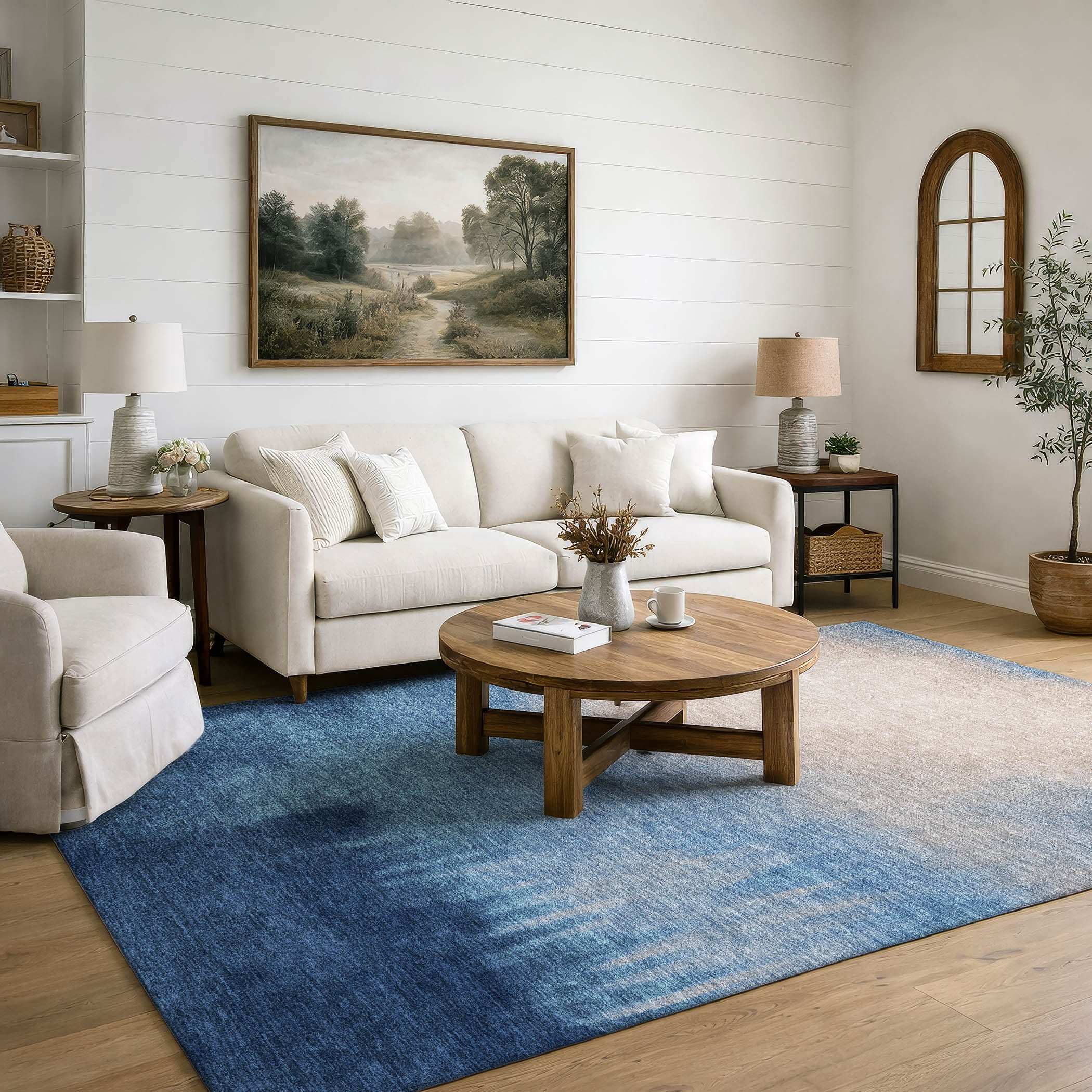 Antigua Machine Washable Transitional Denim Blue Rug 3' x 5' #shape_Rectangle