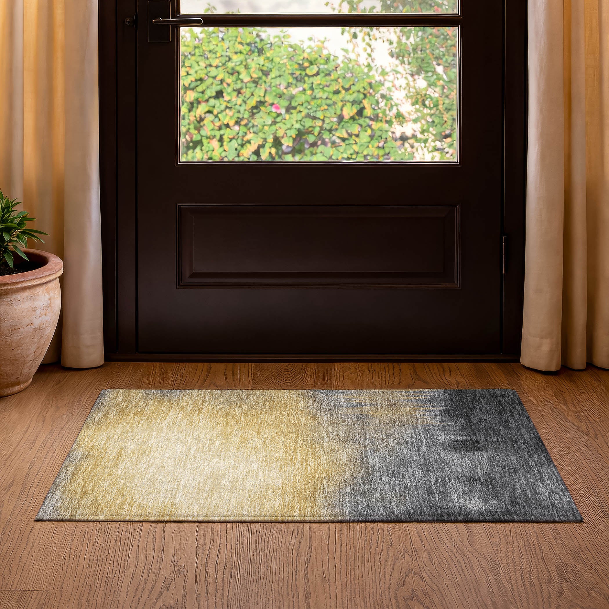 Antigua Machine Washable Transitional Granite Gray Rug 1'8" x 2'6" #shape_Rectangle