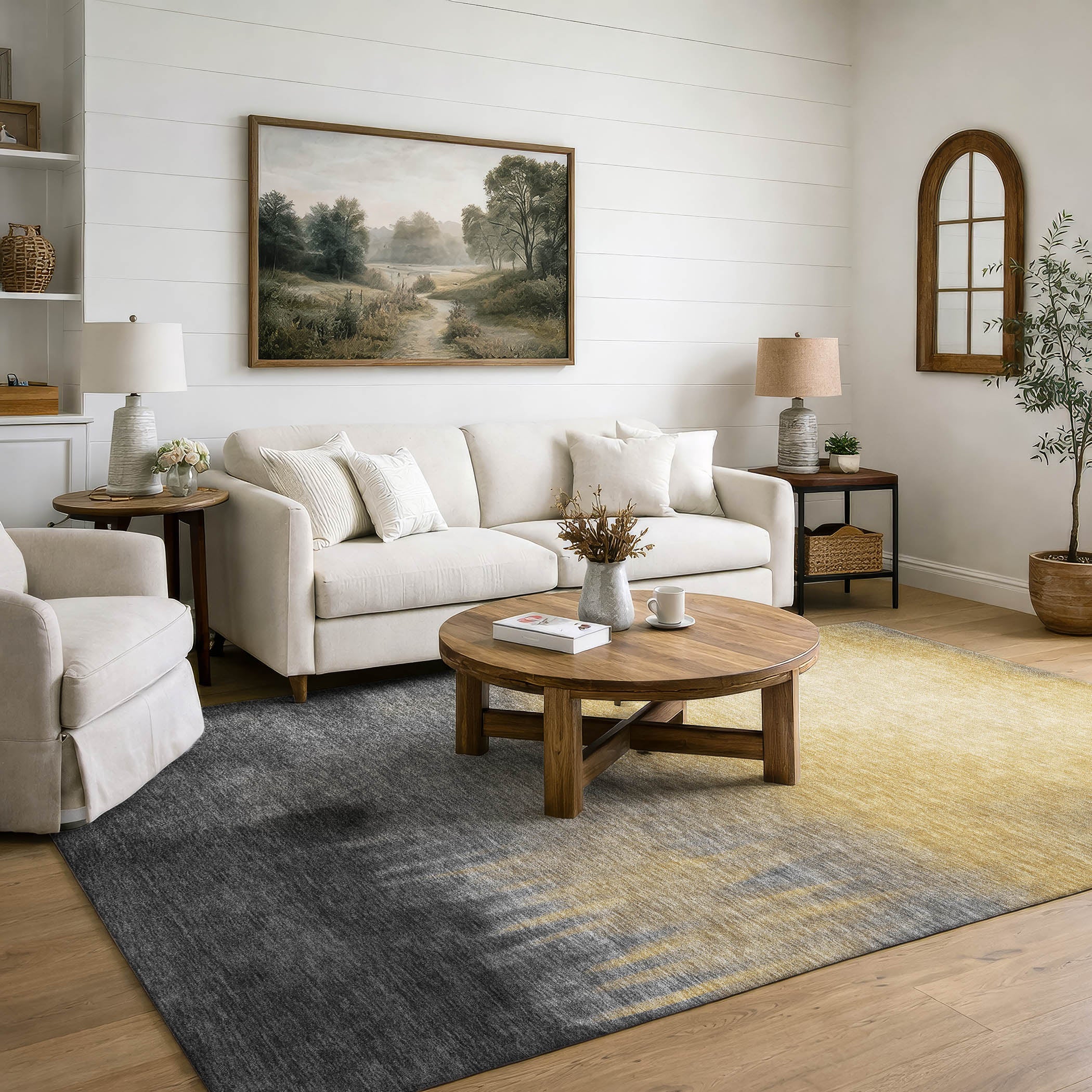 Antigua Machine Washable Transitional Granite Gray Rug 3' x 5' #shape_Rectangle