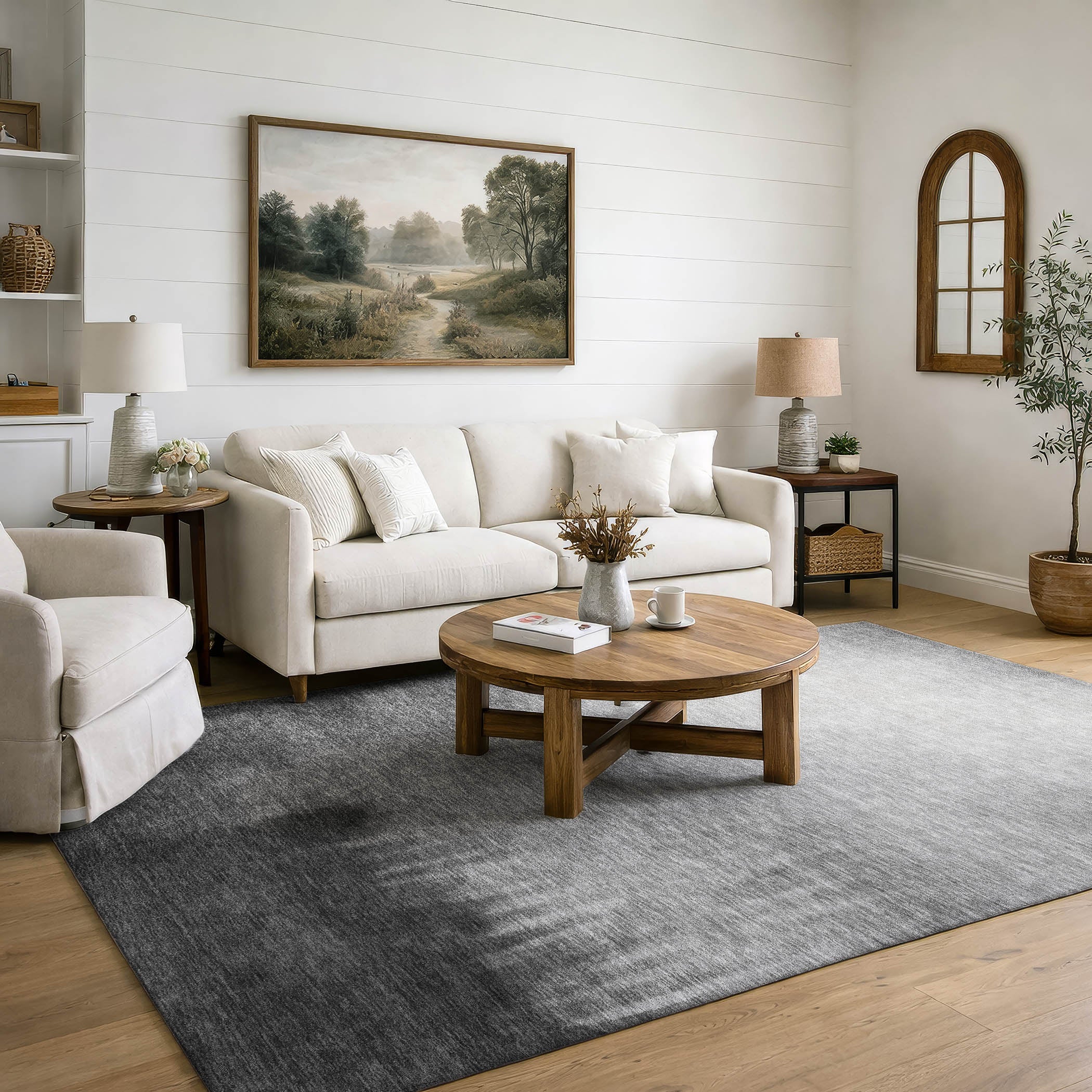 Antigua Machine Washable Transitional Gray Rug 3' x 5' #shape_Rectangle