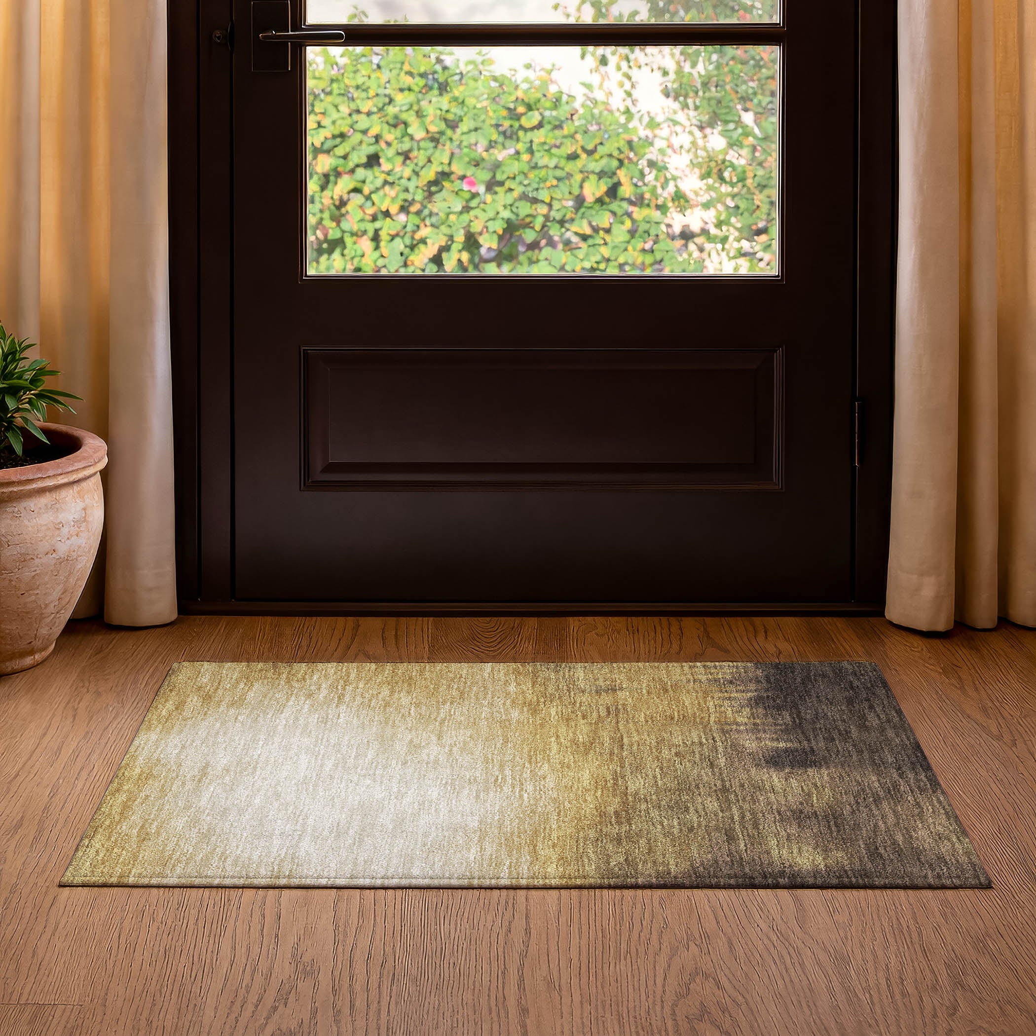 Antigua Machine Washable Transitional Honey Gold Rug 1'8" x 2'6" #shape_Rectangle