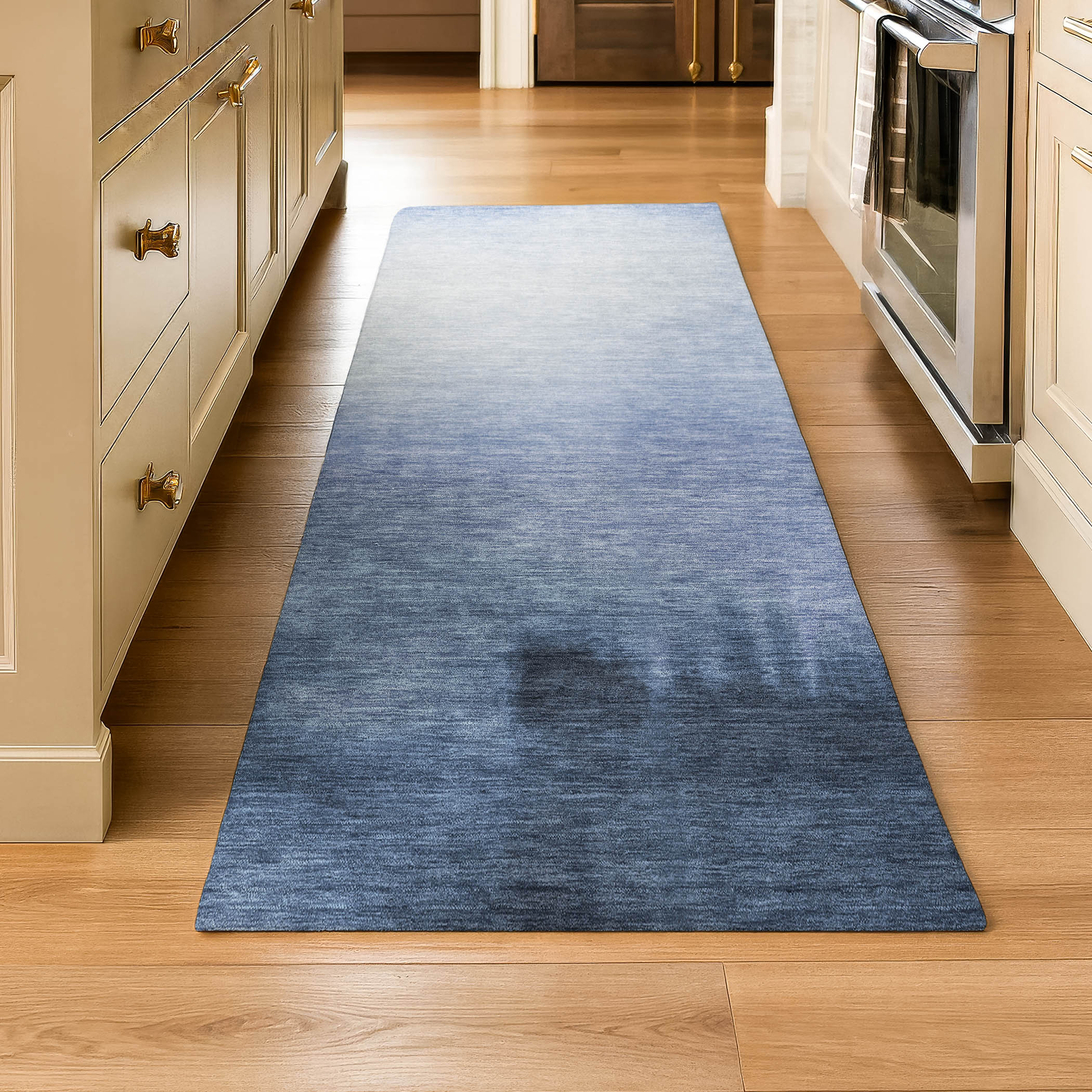 Antigua Machine Washable Transitional Navy Blue Rug 2'3" x 7'6" #shape_Runner