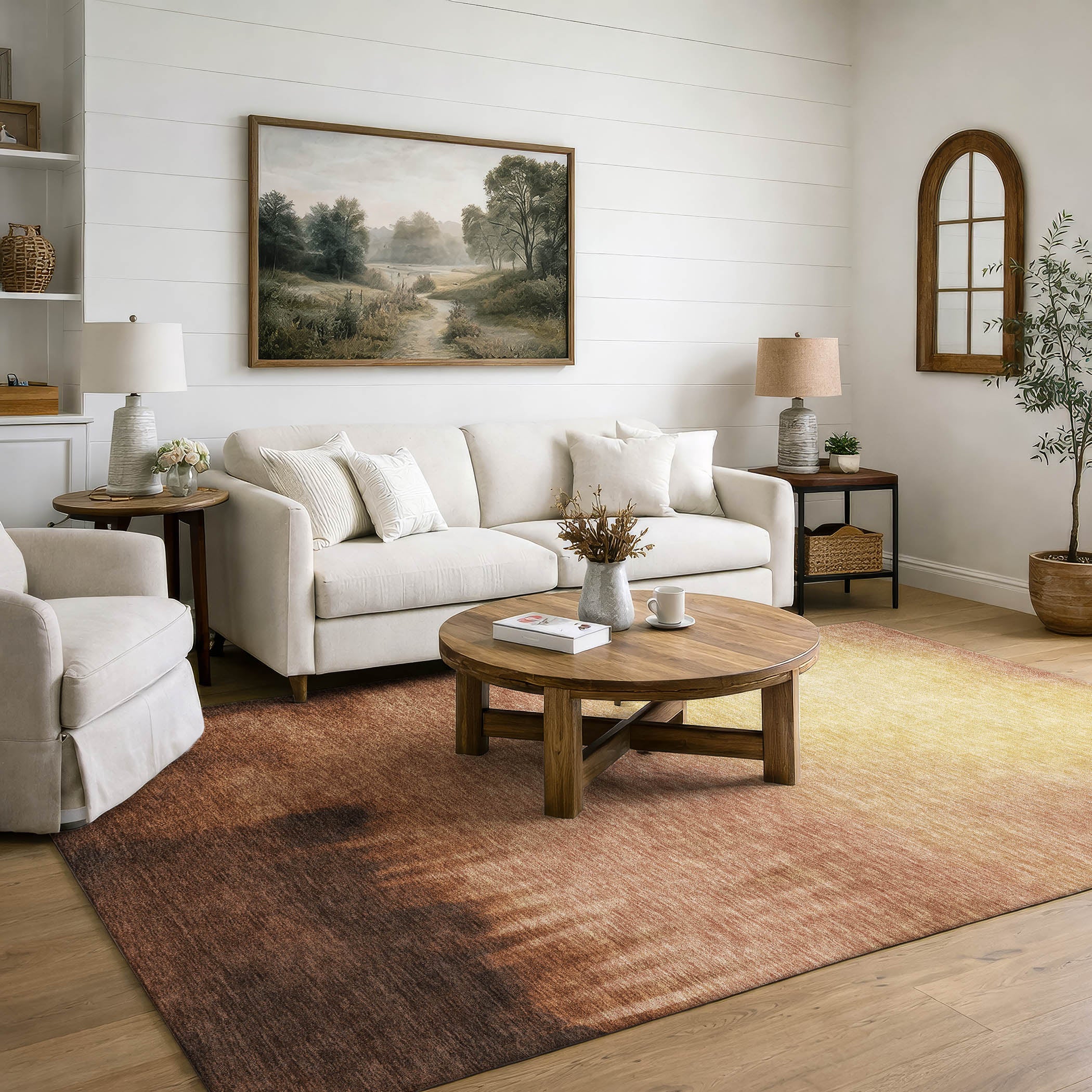 Antigua Machine Washable Transitional Rust Orange Rug 3' x 5' #shape_Rectangle