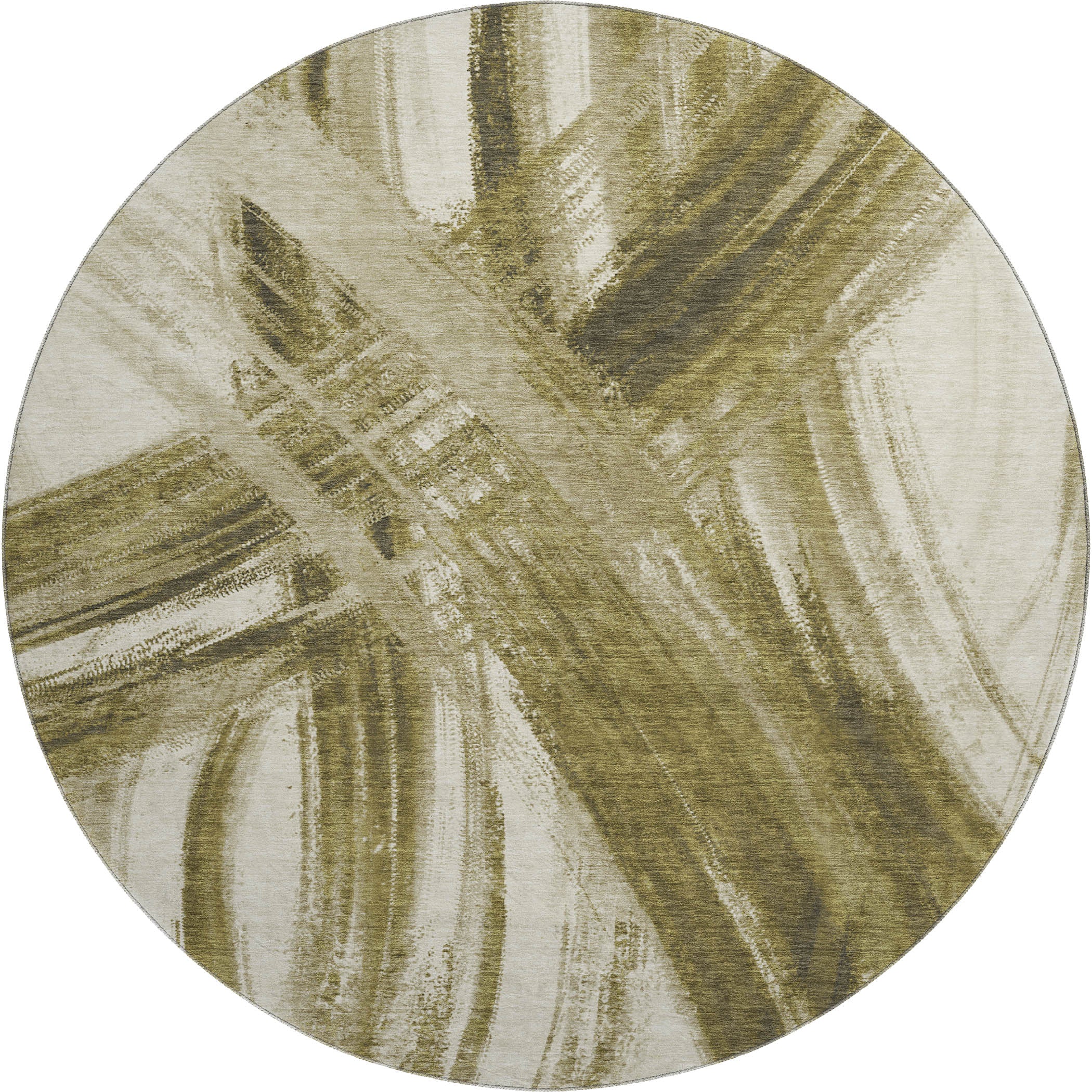 Seville Machine Washable Transitional Khaki Brown Rug 8' x 8' #shape_Round