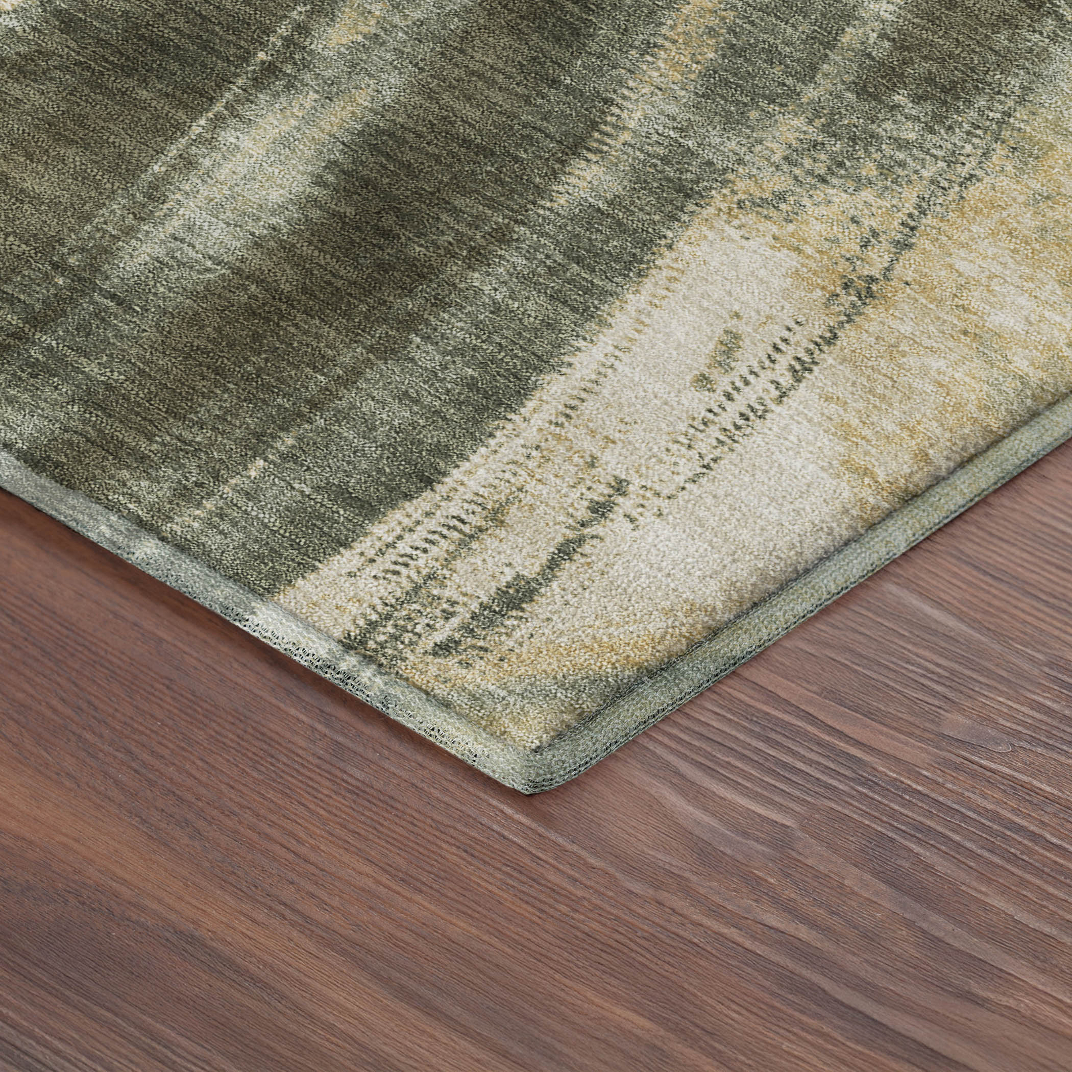 Seville Machine Washable Transitional Olive Green Rug 1'8" x 2'6" #shape_Rectangle