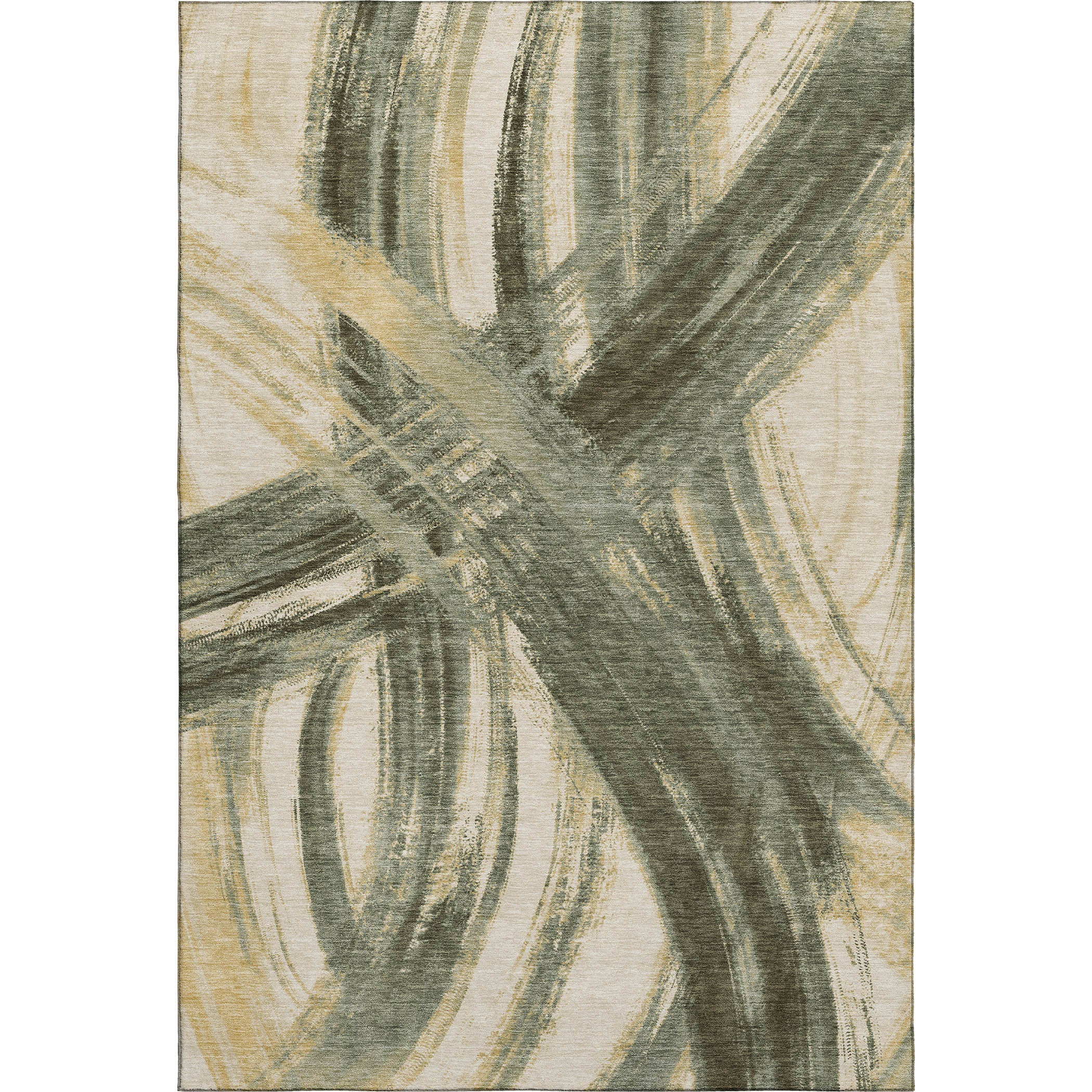 Seville Machine Washable Transitional Olive Green Rug 3' x 5' #shape_Rectangle
