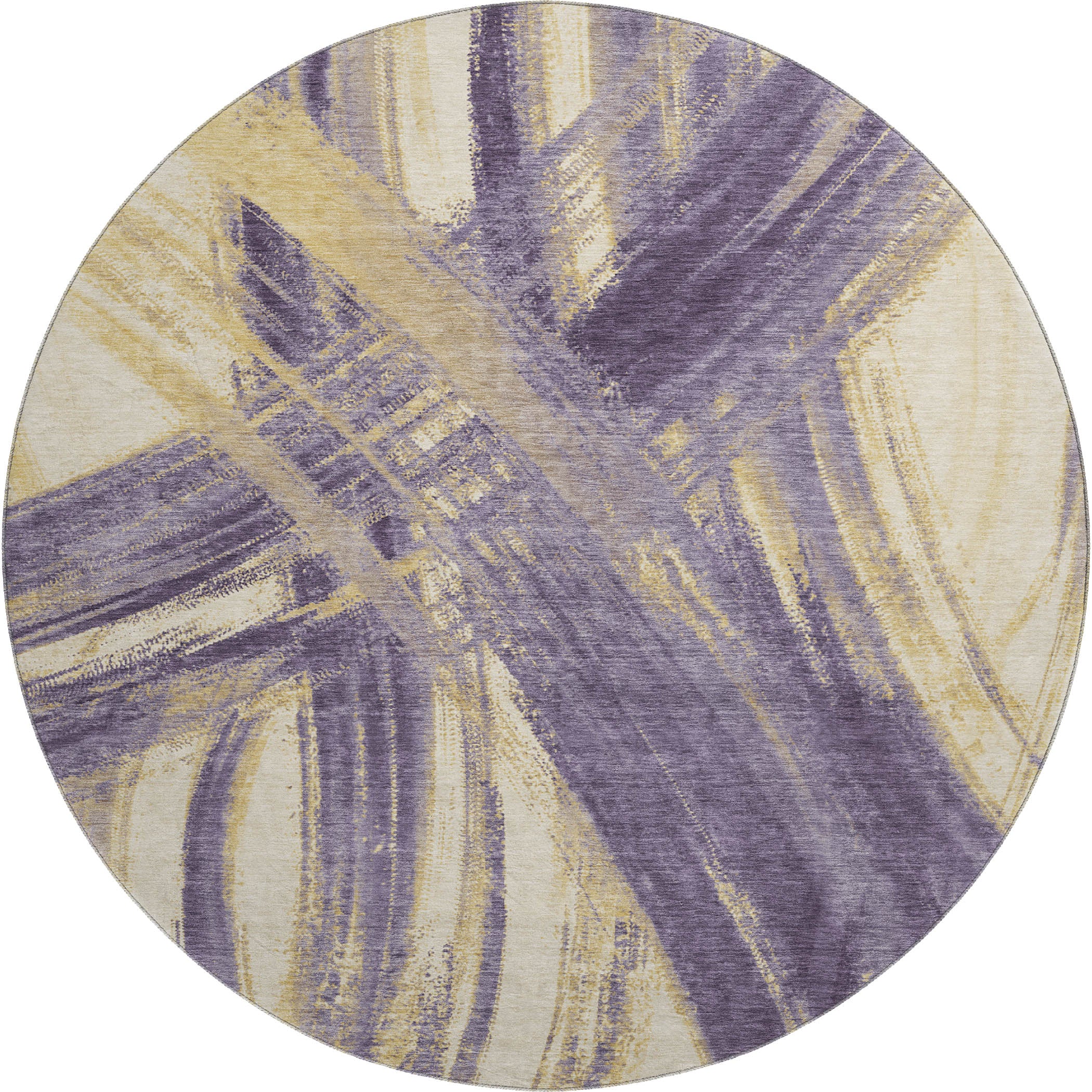Seville Machine Washable Transitional Plum Purple Rug 8' x 8' #shape_Round