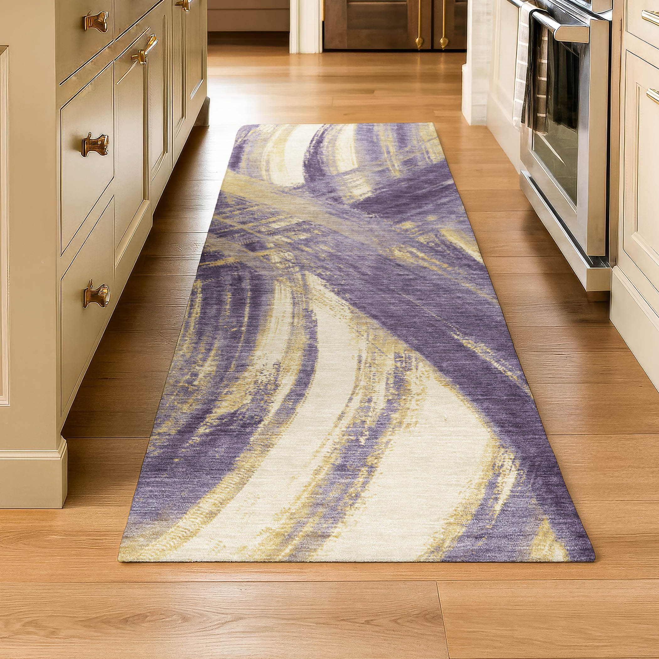 Seville Machine Washable Transitional Plum Purple Rug 2'3" x 7'6" #shape_Runner