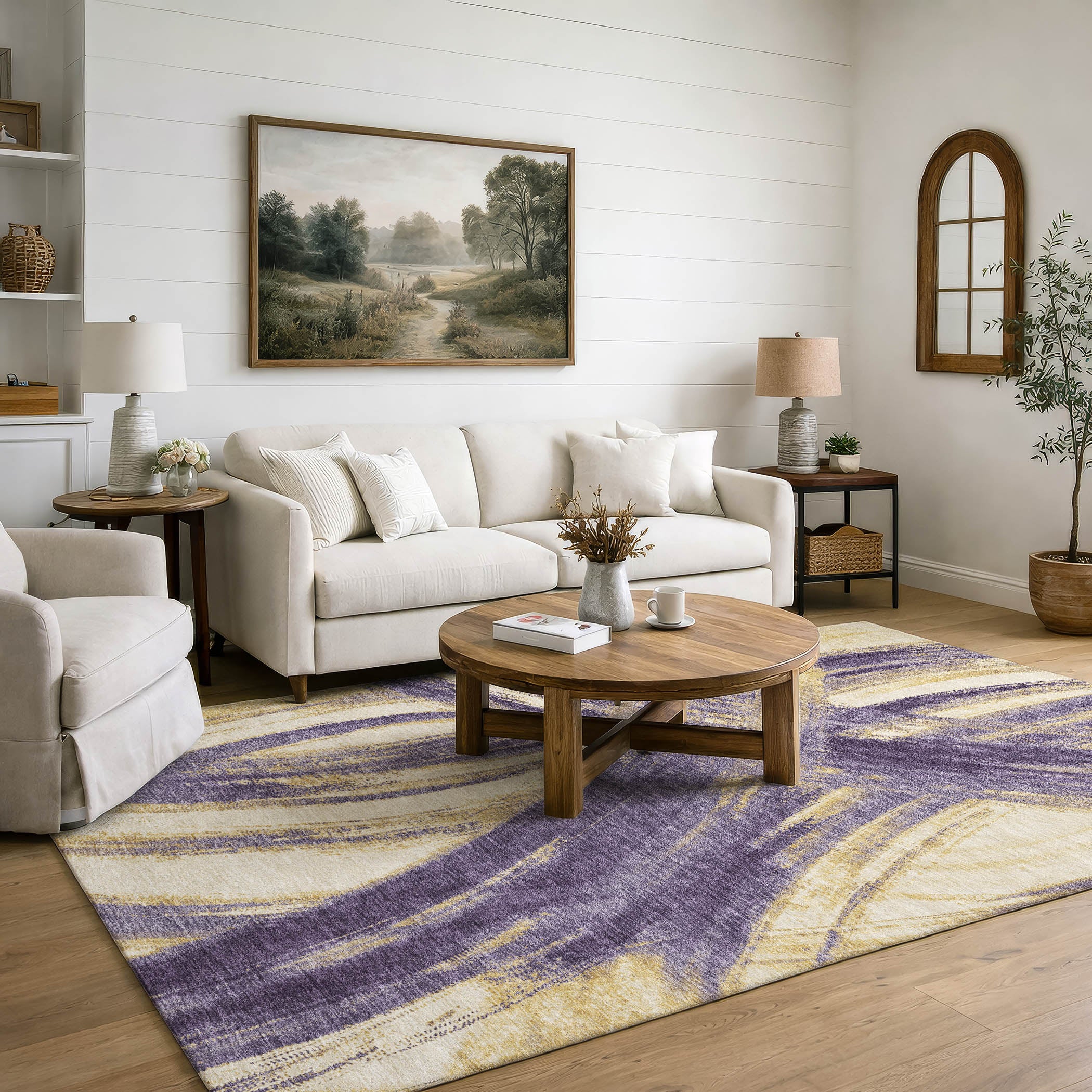 Seville Machine Washable Transitional Plum Purple Rug 3' x 5' #shape_Rectangle
