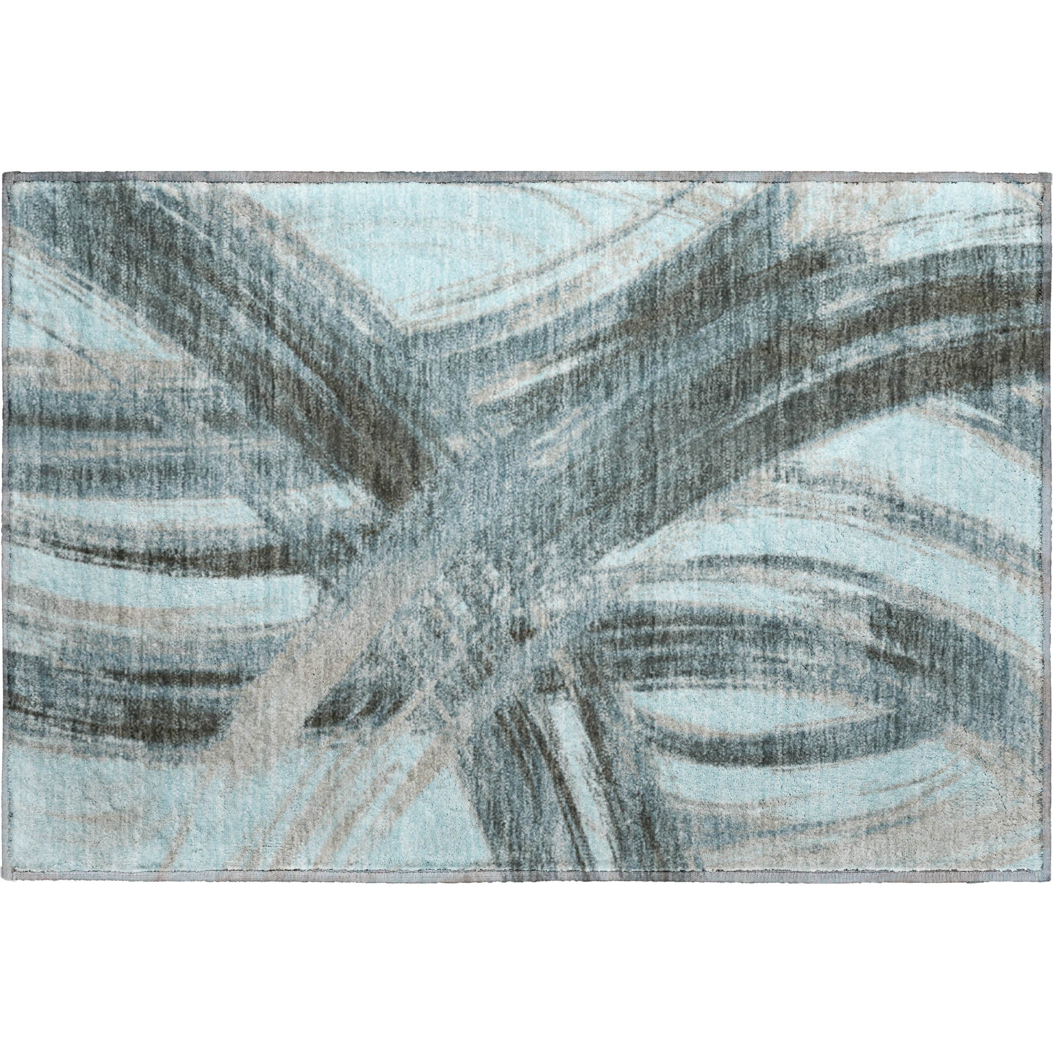 Seville Machine Washable Transitional Teal Rug 1'8" x 2'6" #shape_Rectangle