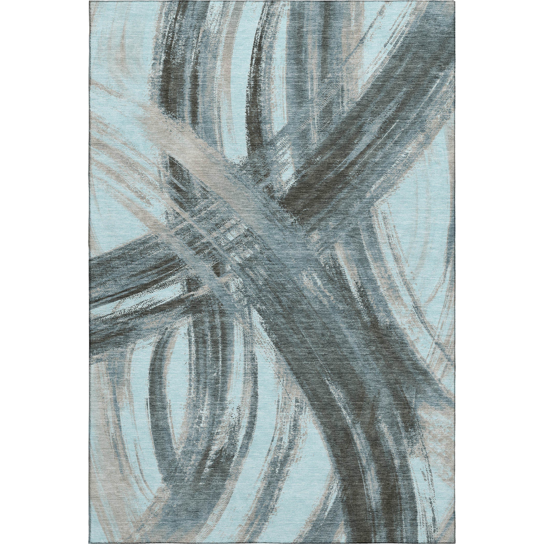 Seville Machine Washable Transitional Teal Rug 3' x 5' #shape_Rectangle
