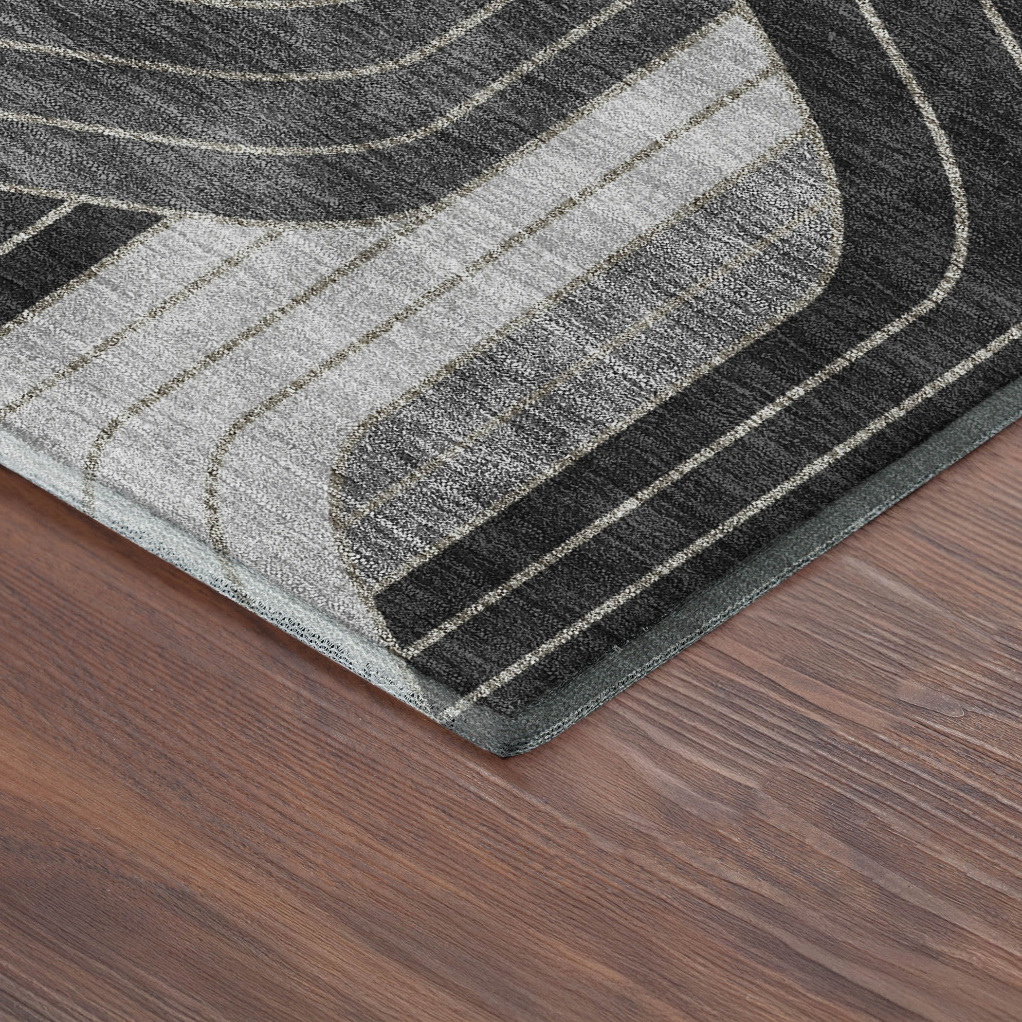 Mdina Machine Washable Transitional Black Rug 1'8" x 2'6" #shape_Rectangle