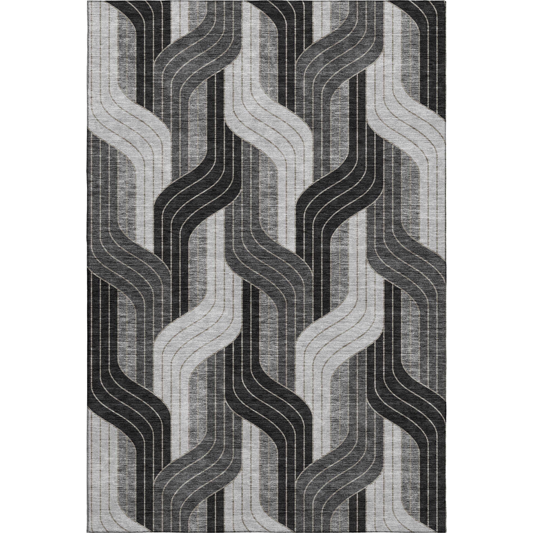 Mdina Machine Washable Transitional Black Rug 3' x 5' #shape_Rectangle