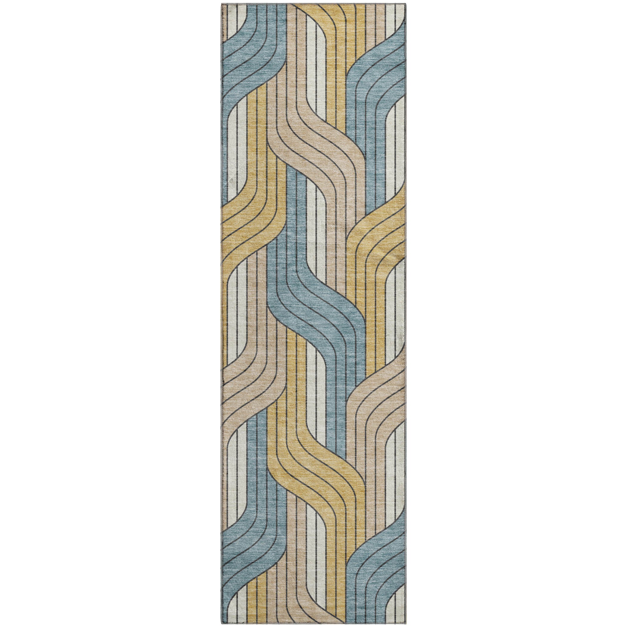 Mdina Machine Washable Transitional Gold Rug 2'3" x 7'6" #shape_Runner