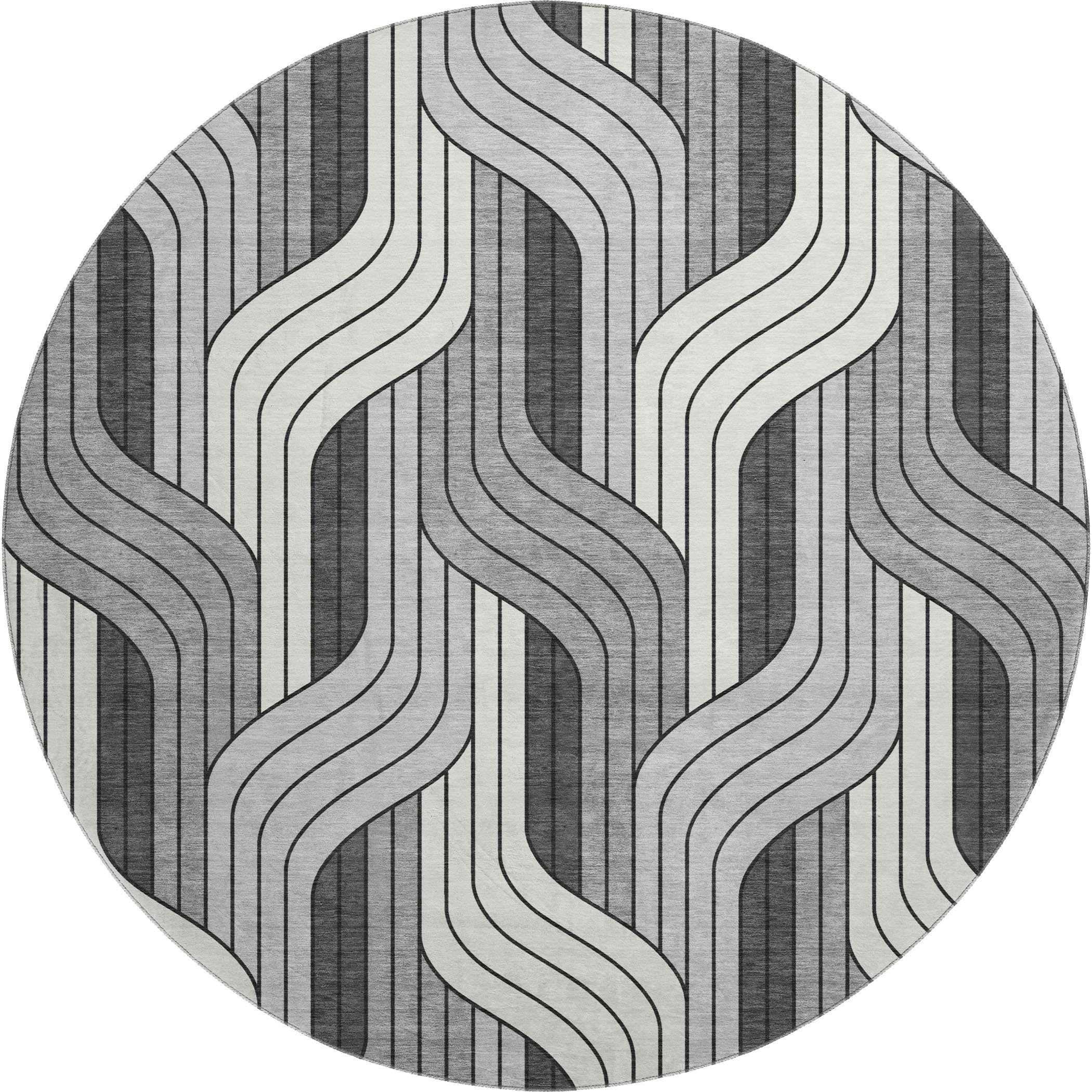 Mdina Machine Washable Transitional Ivory Rug 8' x 8' #shape_Round
