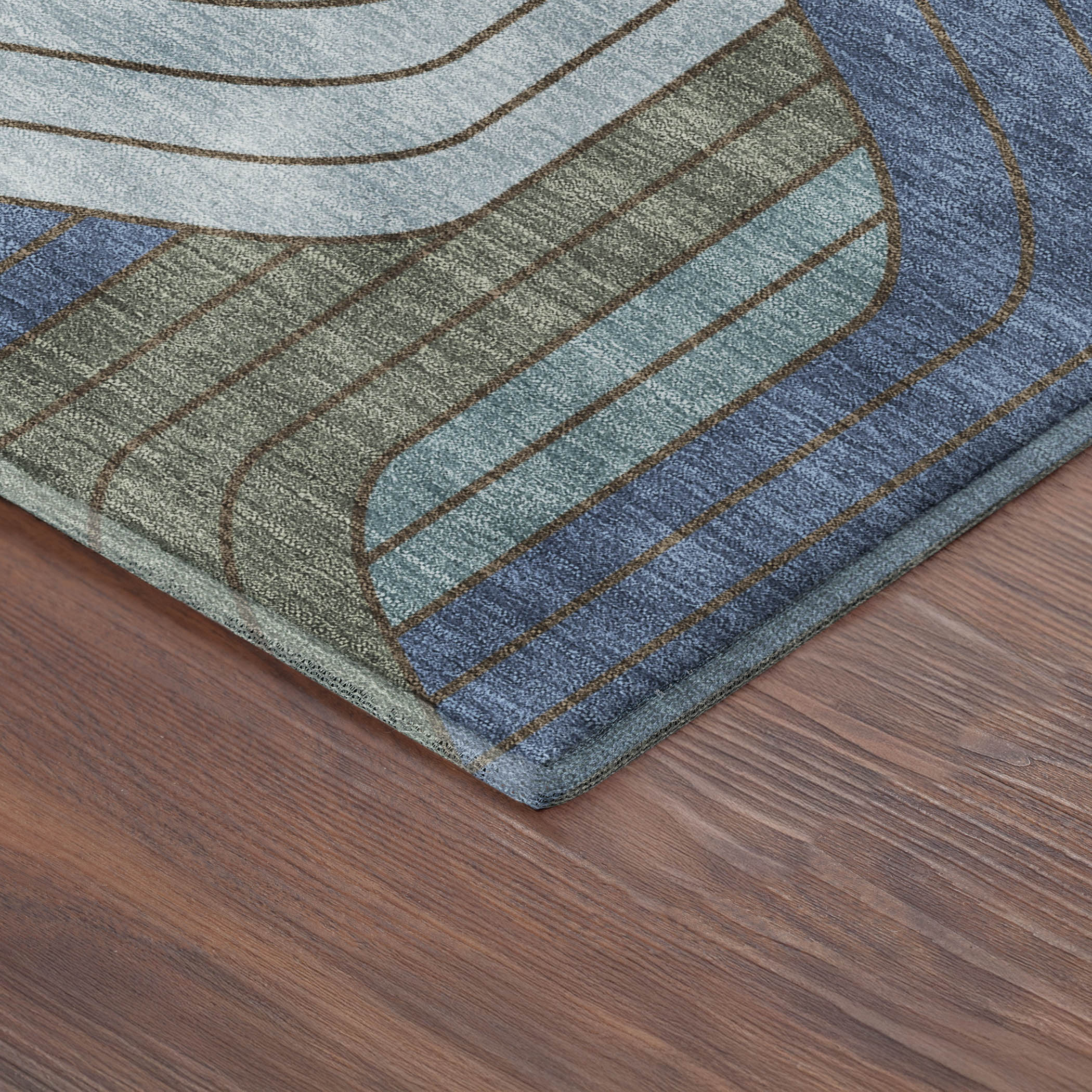 Mdina Machine Washable Transitional Navy Blue Rug 1'8" x 2'6" #shape_Rectangle