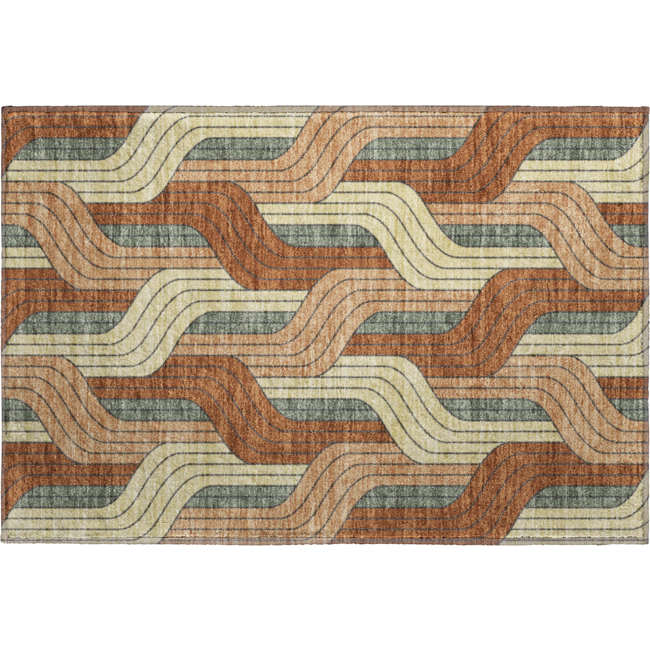 Mdina Machine Washable Transitional Paprika Orange Rug 1'8" x 2'6" #shape_Rectangle