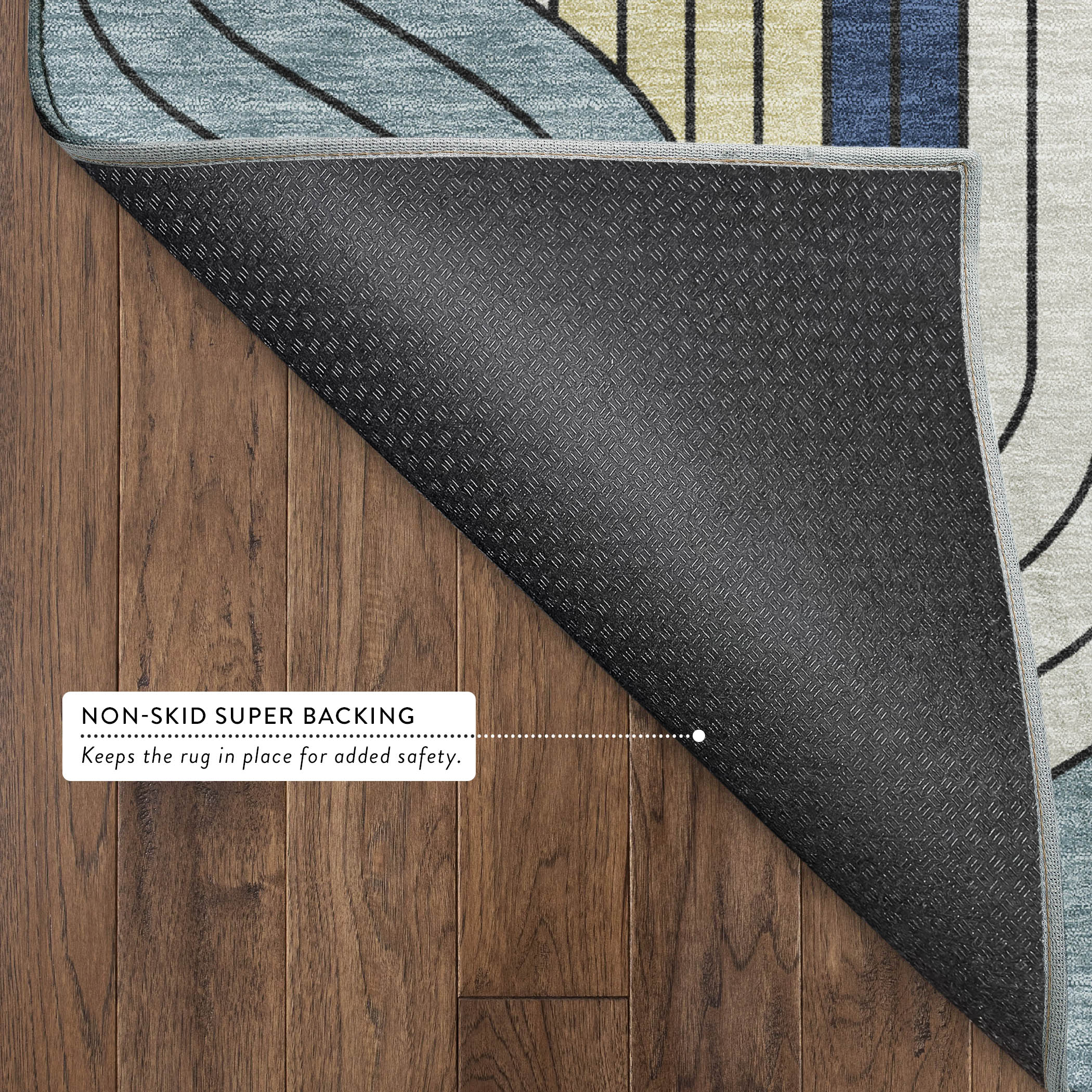 Mdina Machine Washable Transitional Teal Rug 1'8" x 2'6" #shape_Rectangle