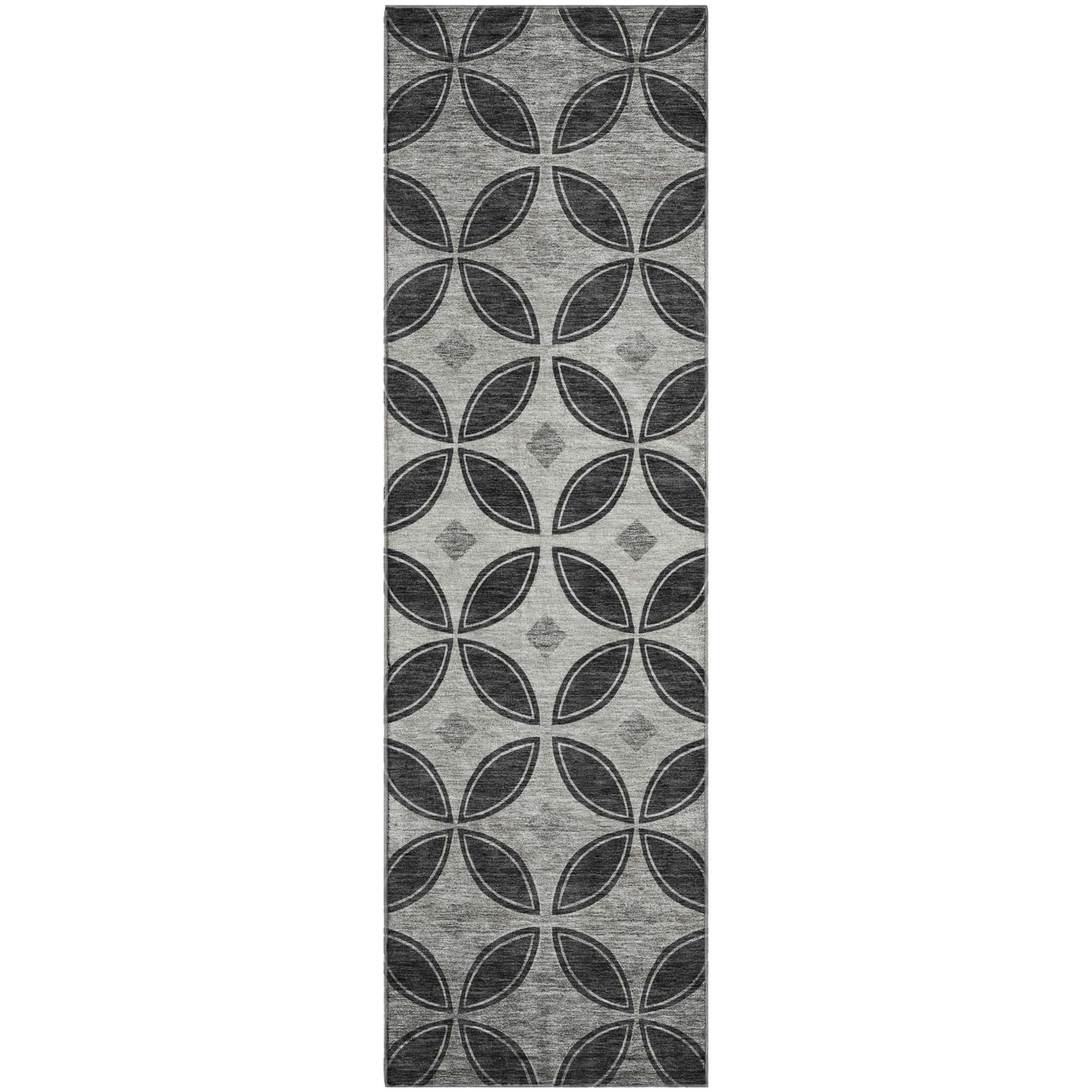 Chiang Mai Machine Washable Transitional Black Rug 2'3" x 7'6" #shape_Runner