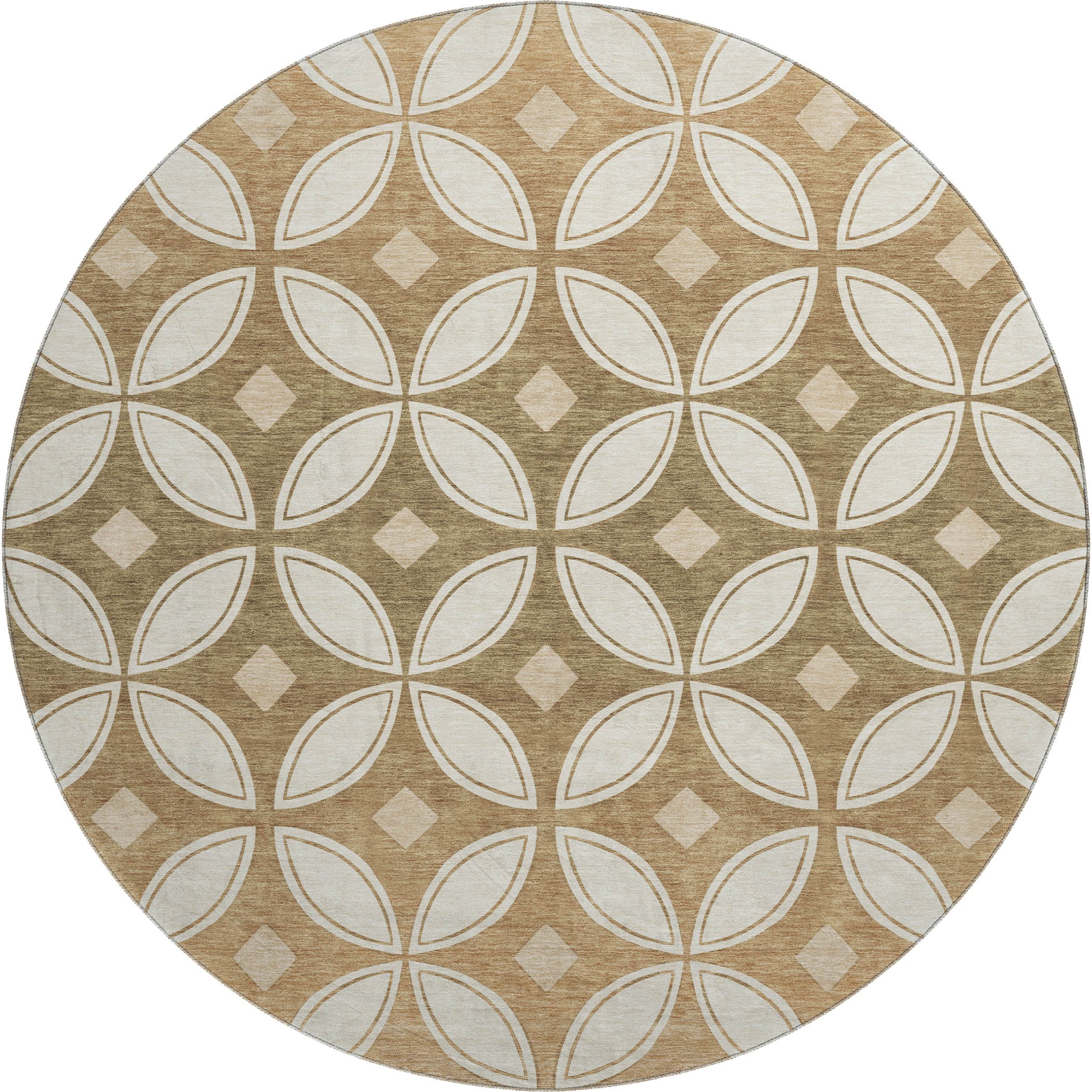 Chiang Mai Machine Washable Transitional Copper Orange Rug 8' x 8' #shape_Round