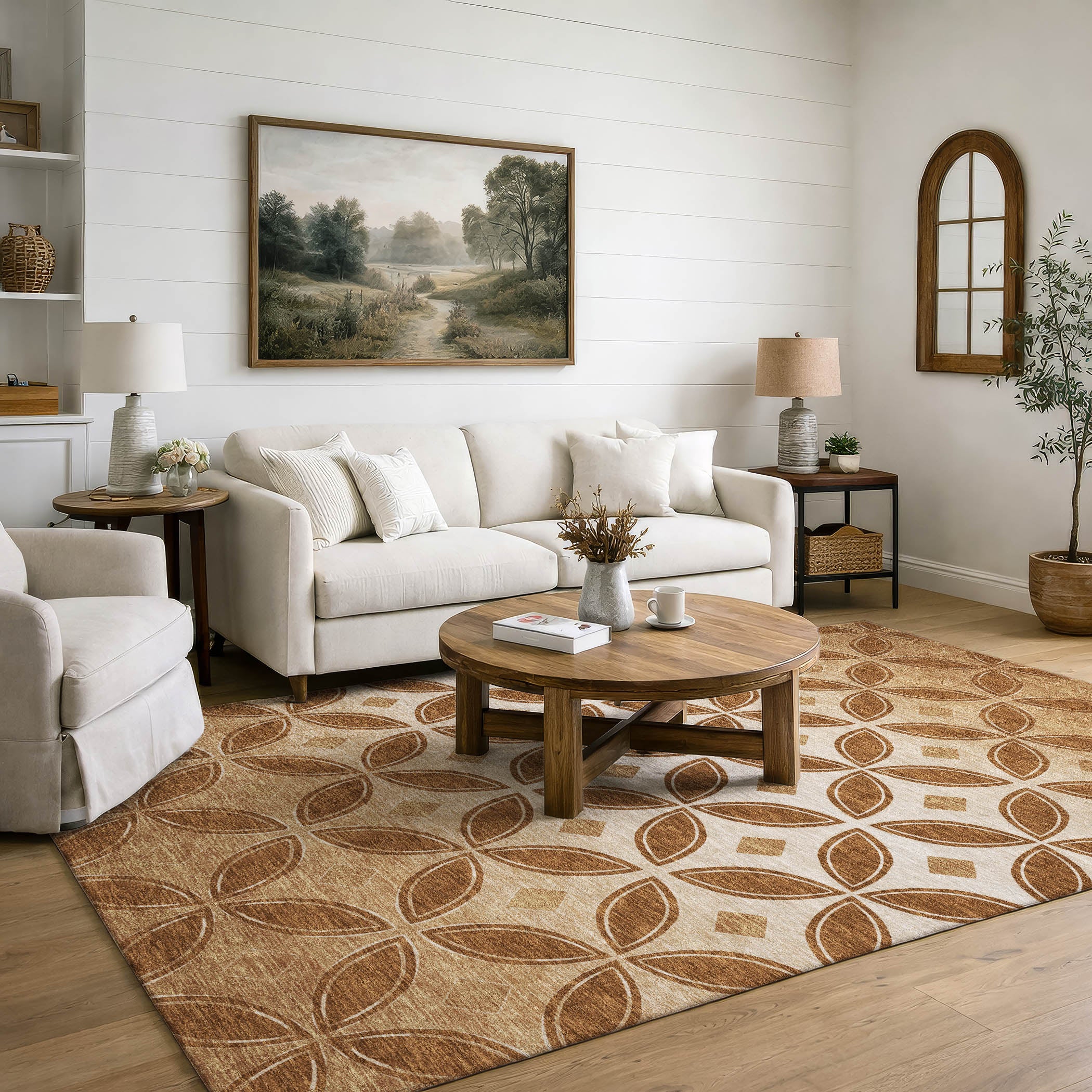 Chiang Mai Machine Washable Transitional Paprika Orange Rug 3' x 5' #shape_Rectangle