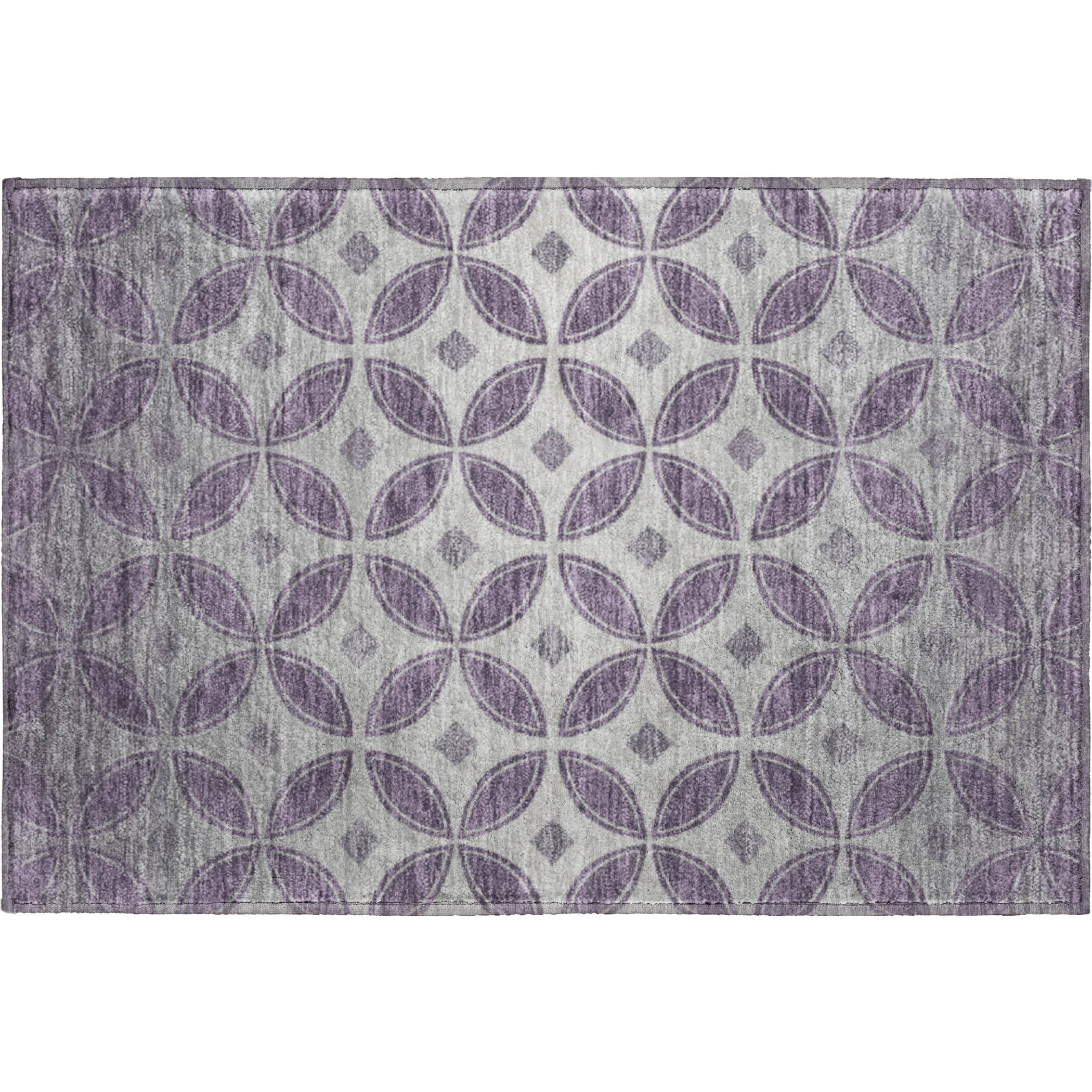 Chiang Mai Machine Washable Transitional Plum Purple Rug 1'8" x 2'6" #shape_Rectangle
