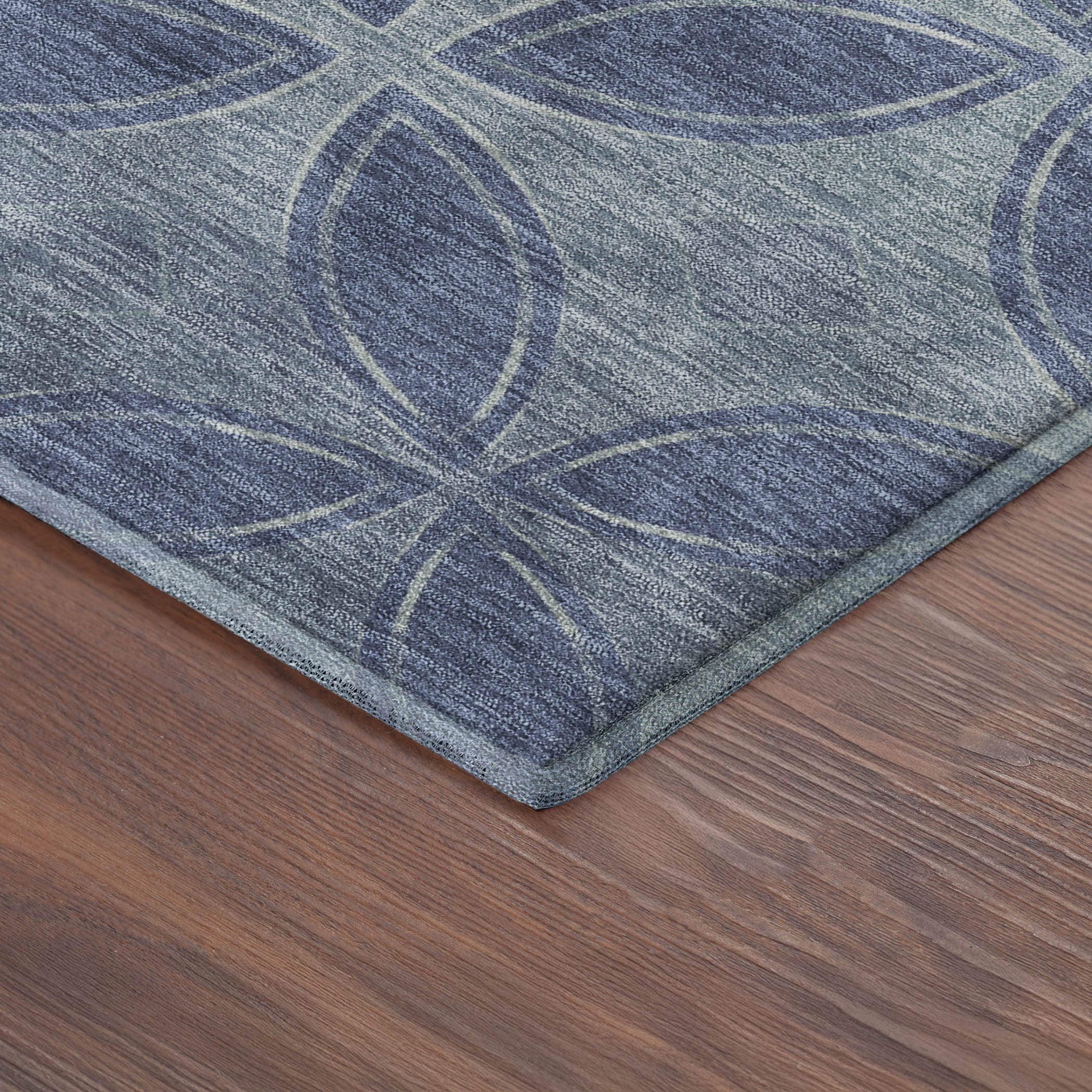 Chiang Mai Machine Washable Transitional Teal Rug 1'8" x 2'6" #shape_Rectangle