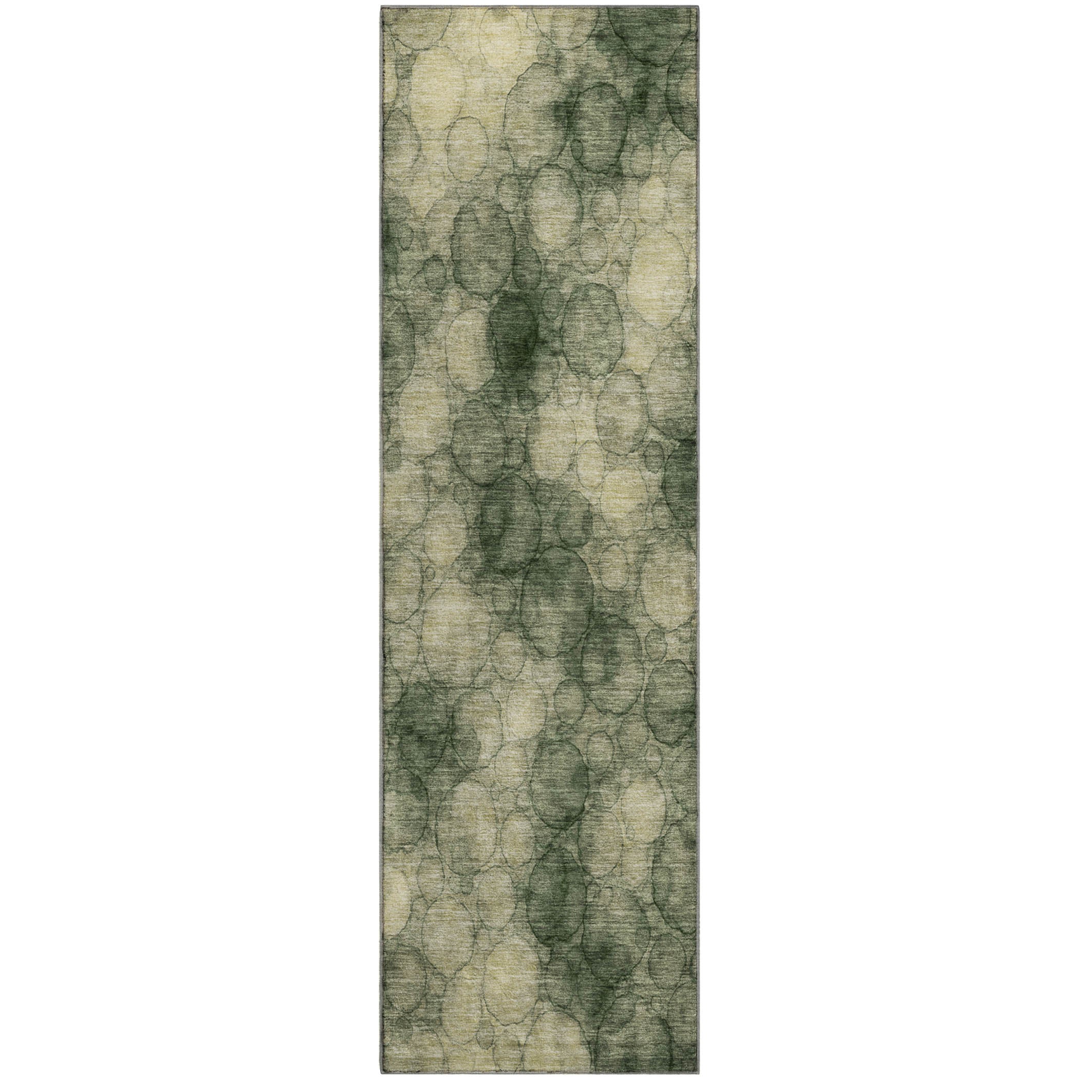 Tallinn Machine Washable Transitional Basil Green Rug 2'3" x 7'6" #shape_Runner