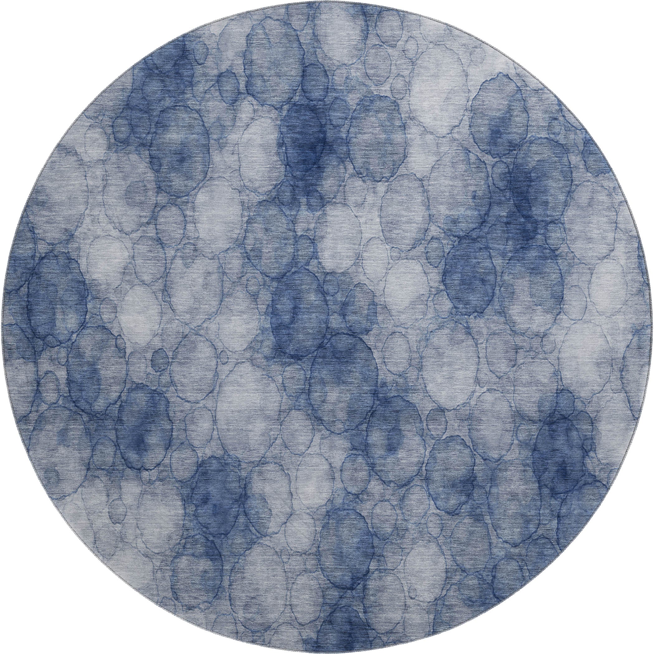 Tallinn Machine Washable Transitional Navy Blue Rug 8' x 8' #shape_Round
