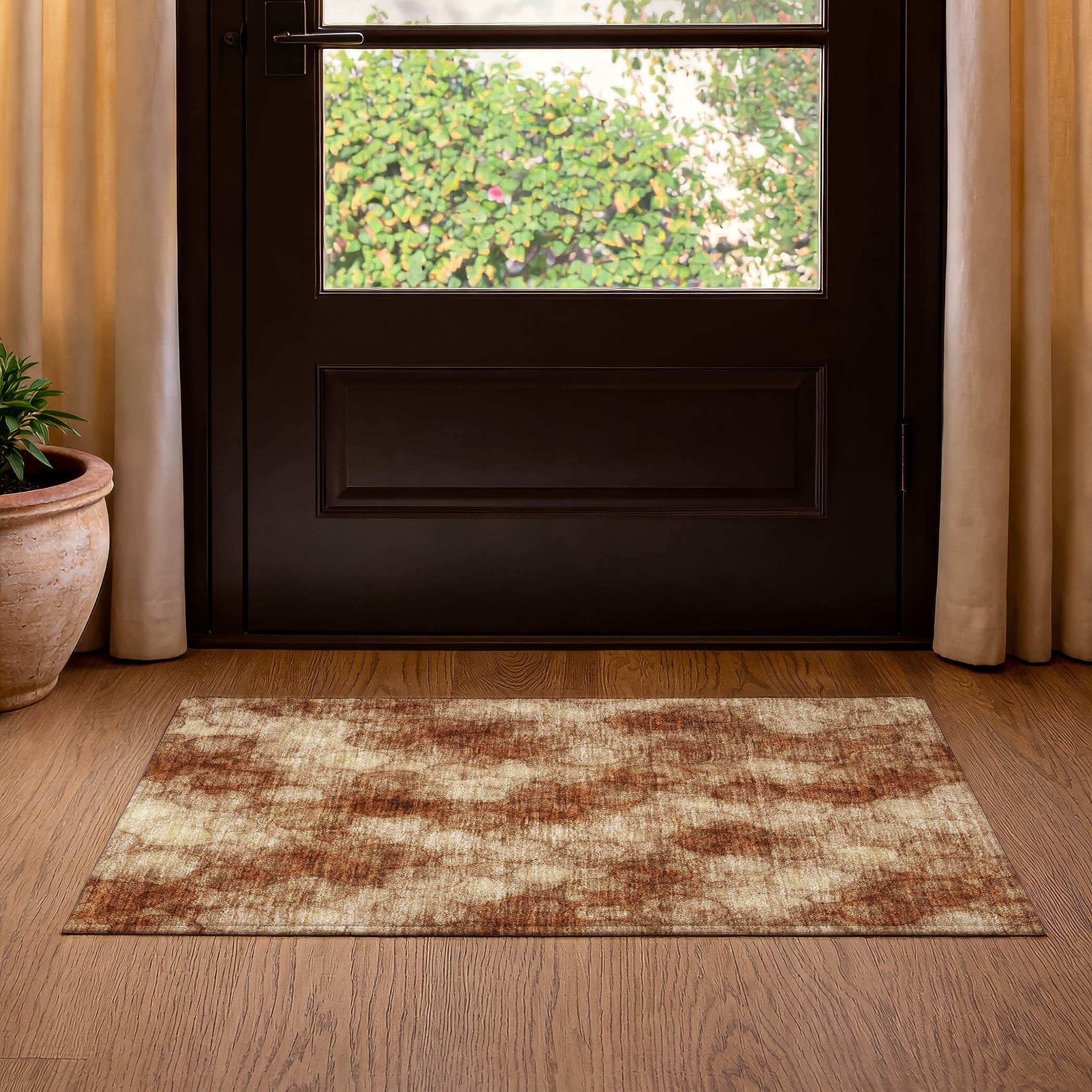 Tallinn Machine Washable Transitional Paprika Orange Rug 1'8" x 2'6" #shape_Rectangle