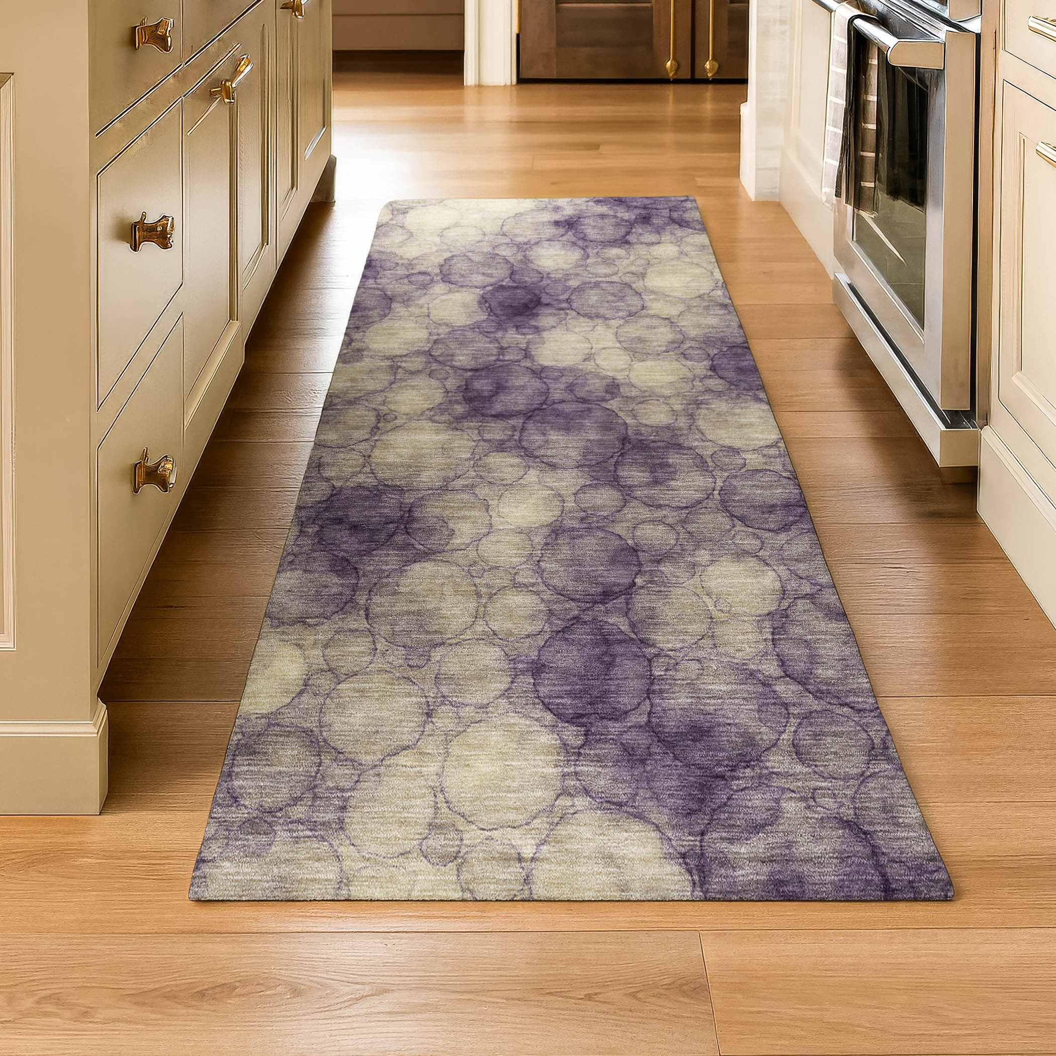Tallinn Machine Washable Transitional Plum Purple Rug 2'3" x 7'6" #shape_Runner