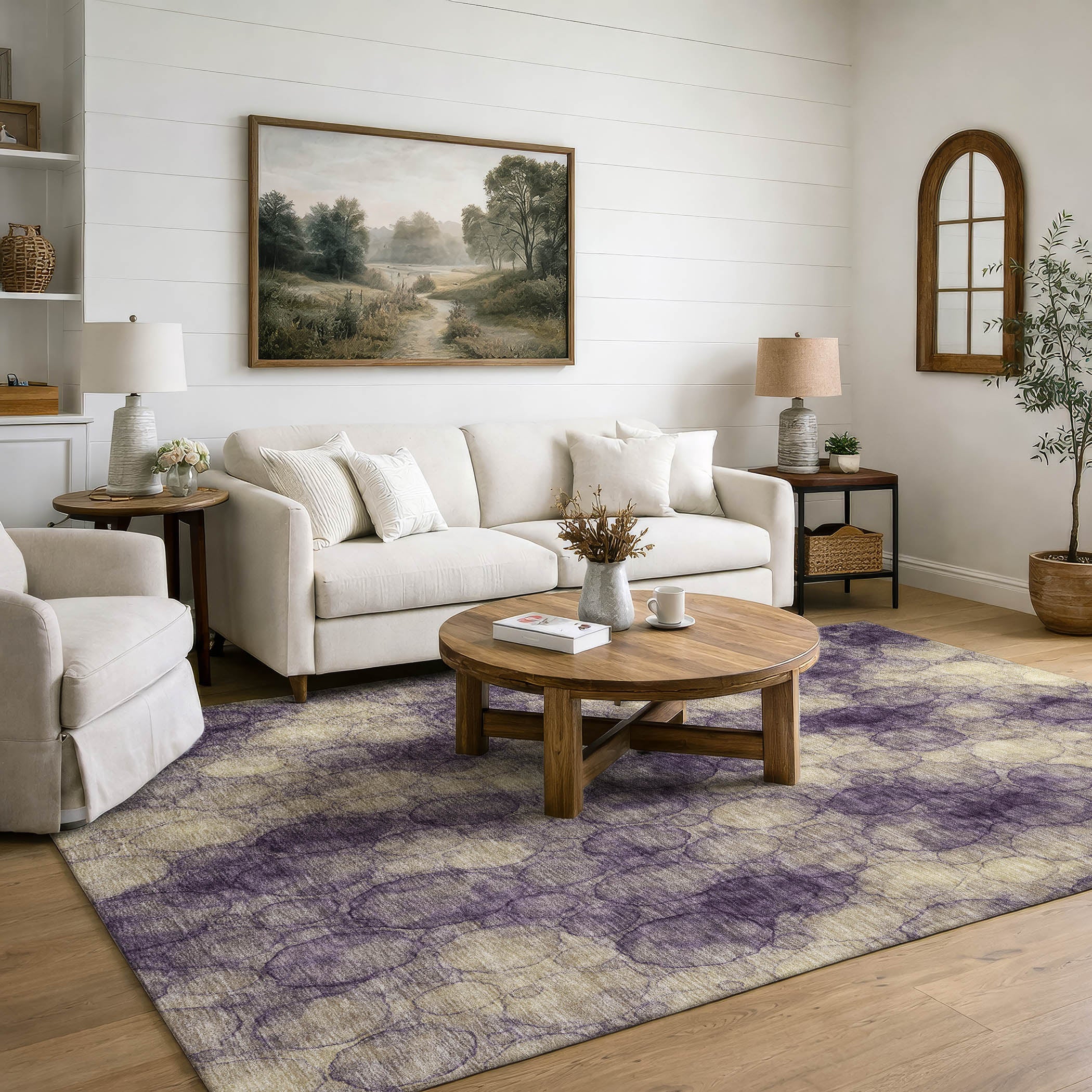 Tallinn Machine Washable Transitional Plum Purple Rug 3' x 5' #shape_Rectangle