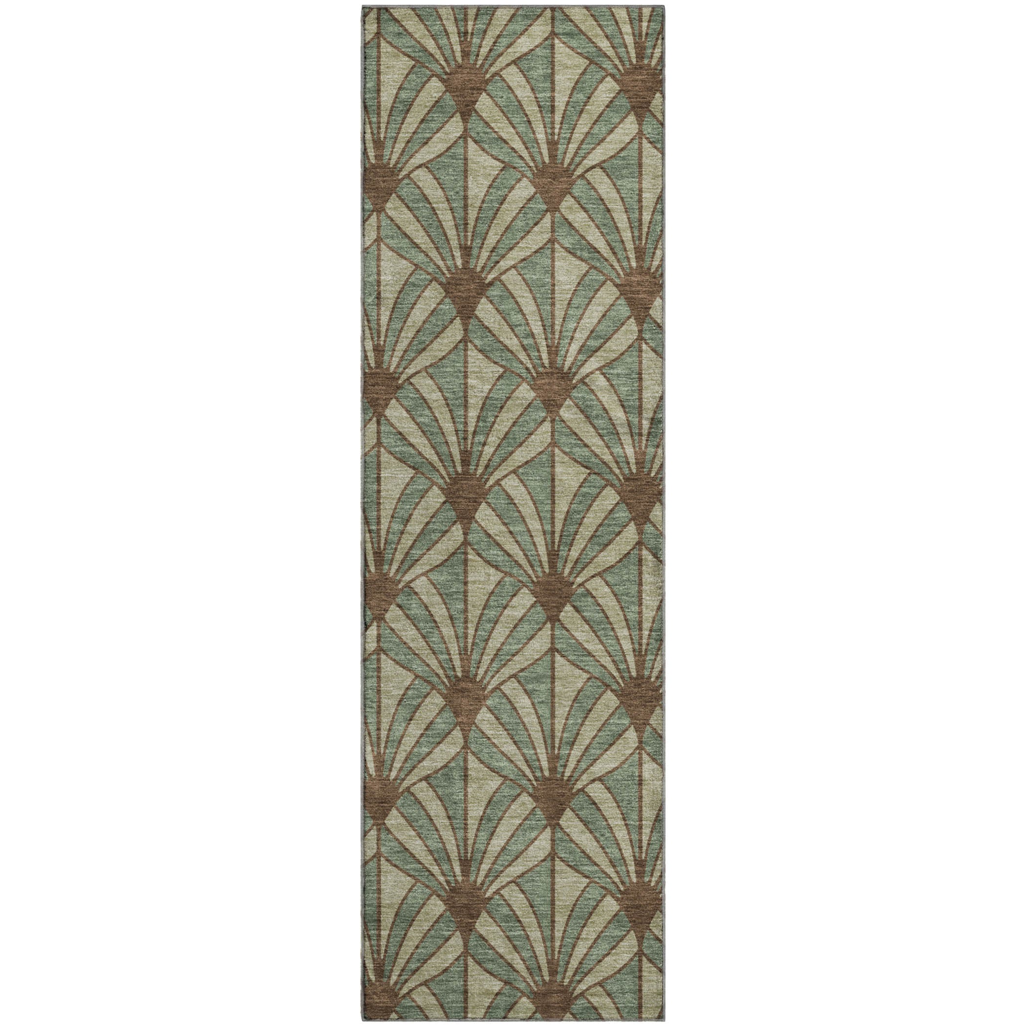 Zanzibar Machine Washable Transitional Basil Green Rug 2'3" x 7'6" #shape_Runner