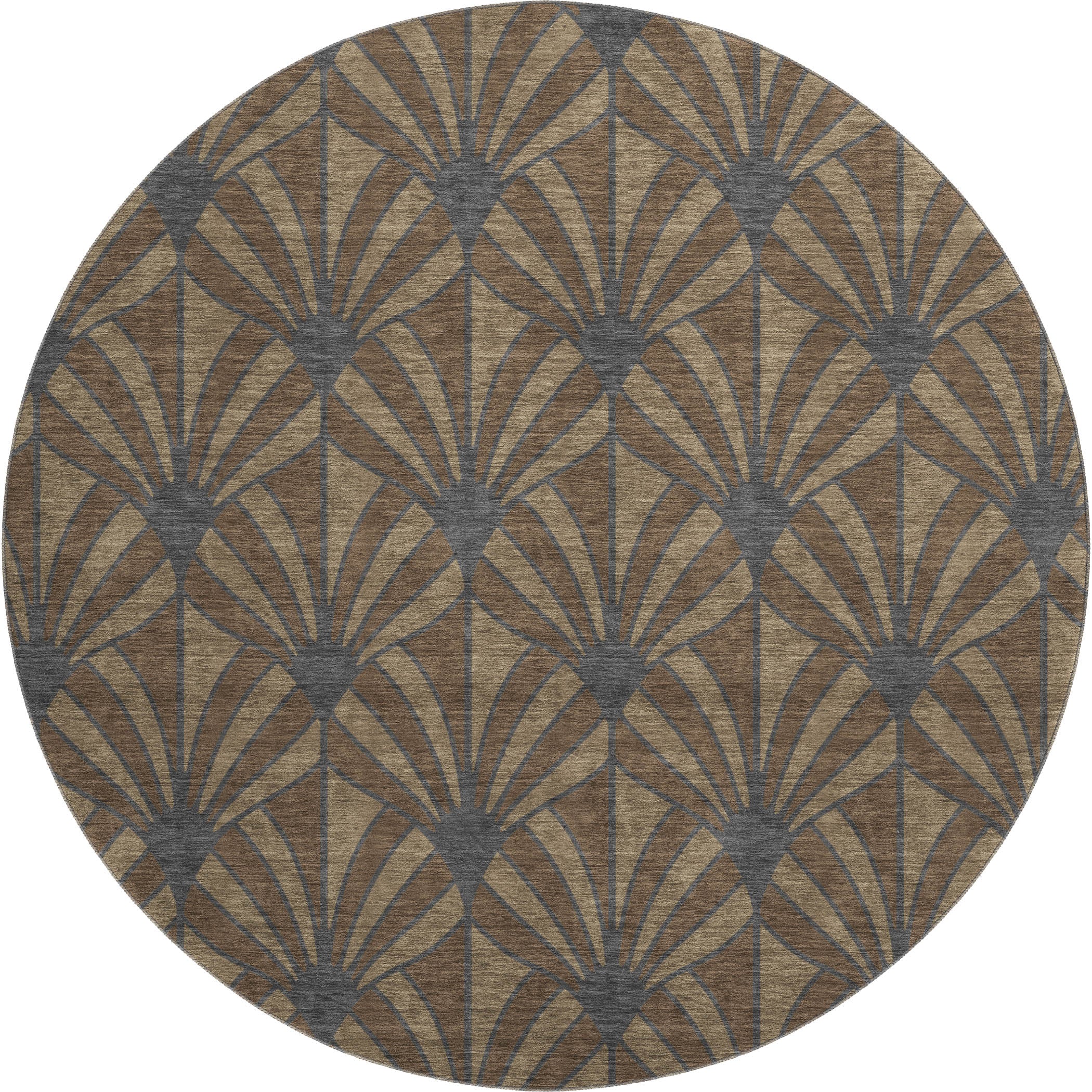 Zanzibar Machine Washable Transitional Chocolate Brown Rug 8' x 8' #shape_Round