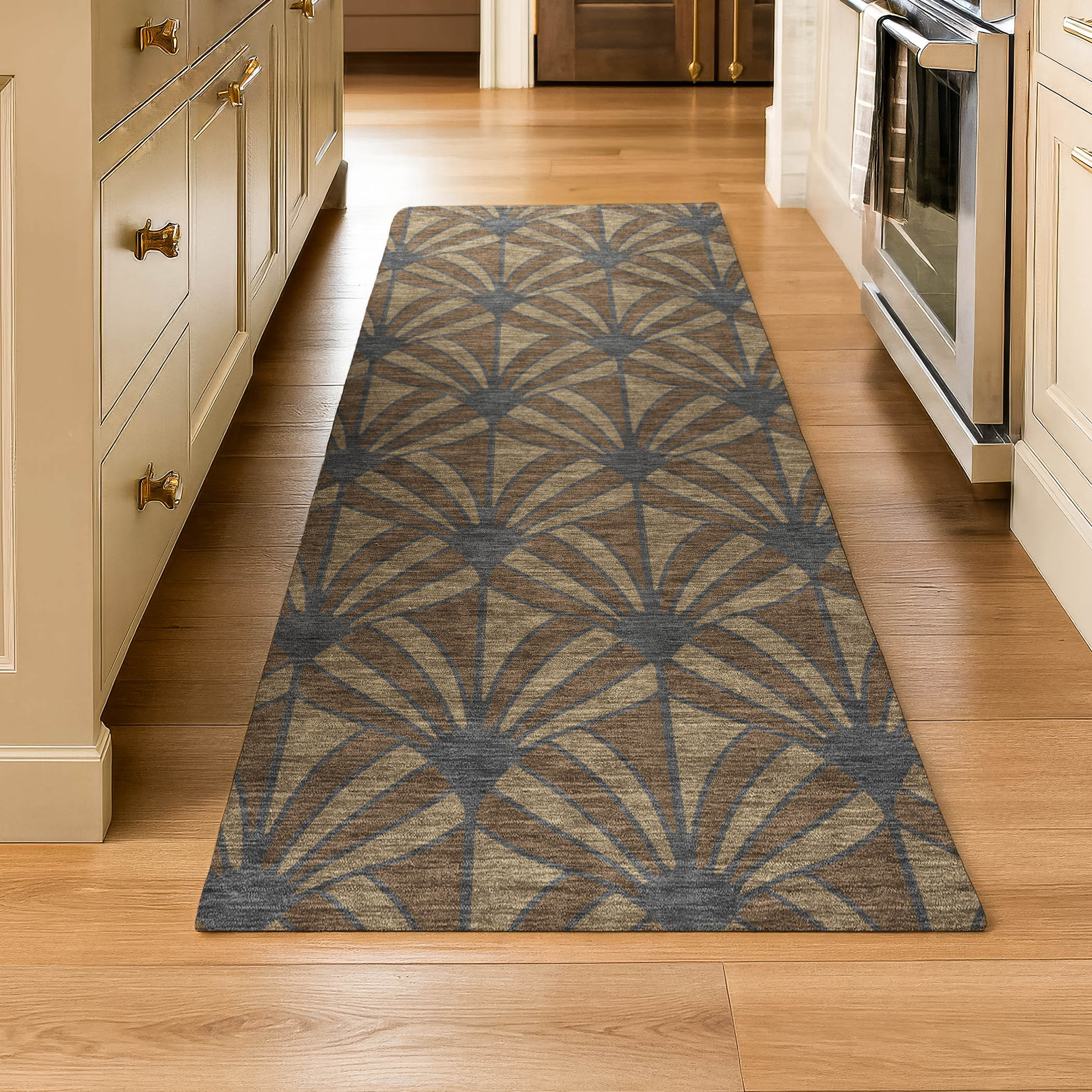 Zanzibar Machine Washable Transitional Chocolate Brown Rug 2'3" x 7'6" #shape_Runner