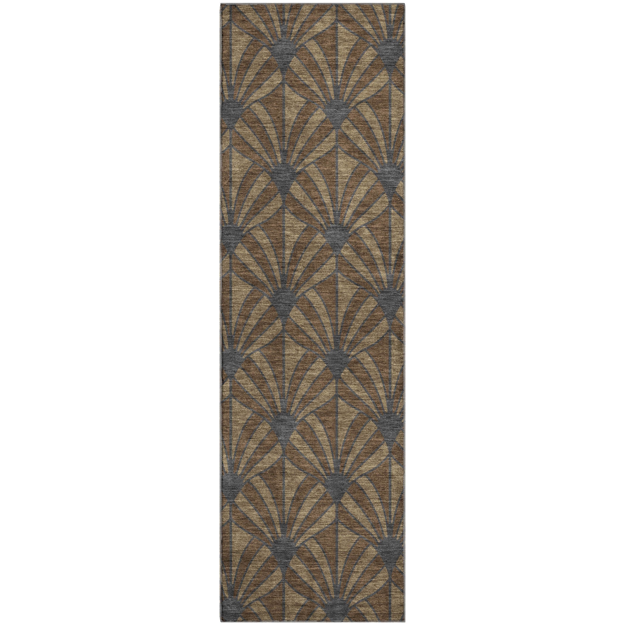 Zanzibar Machine Washable Transitional Chocolate Brown Rug 2'3" x 7'6" #shape_Runner