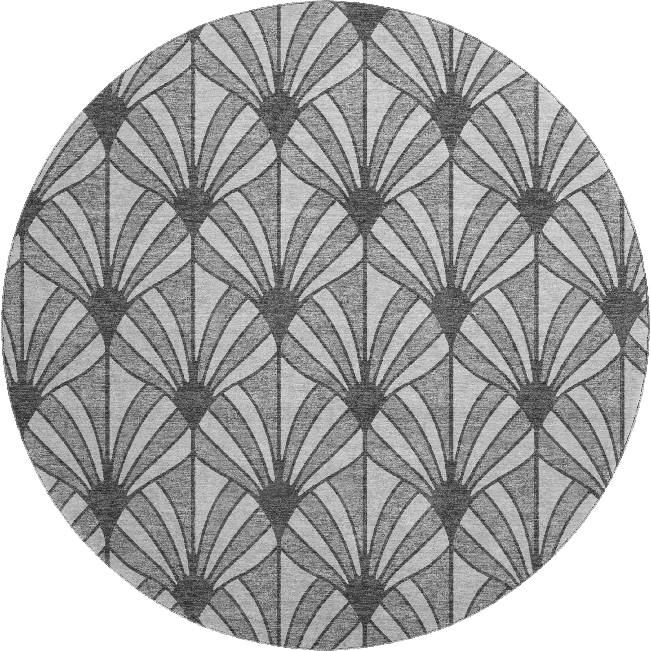 Zanzibar Machine Washable Transitional Gray Rug 8' x 8' #shape_Round