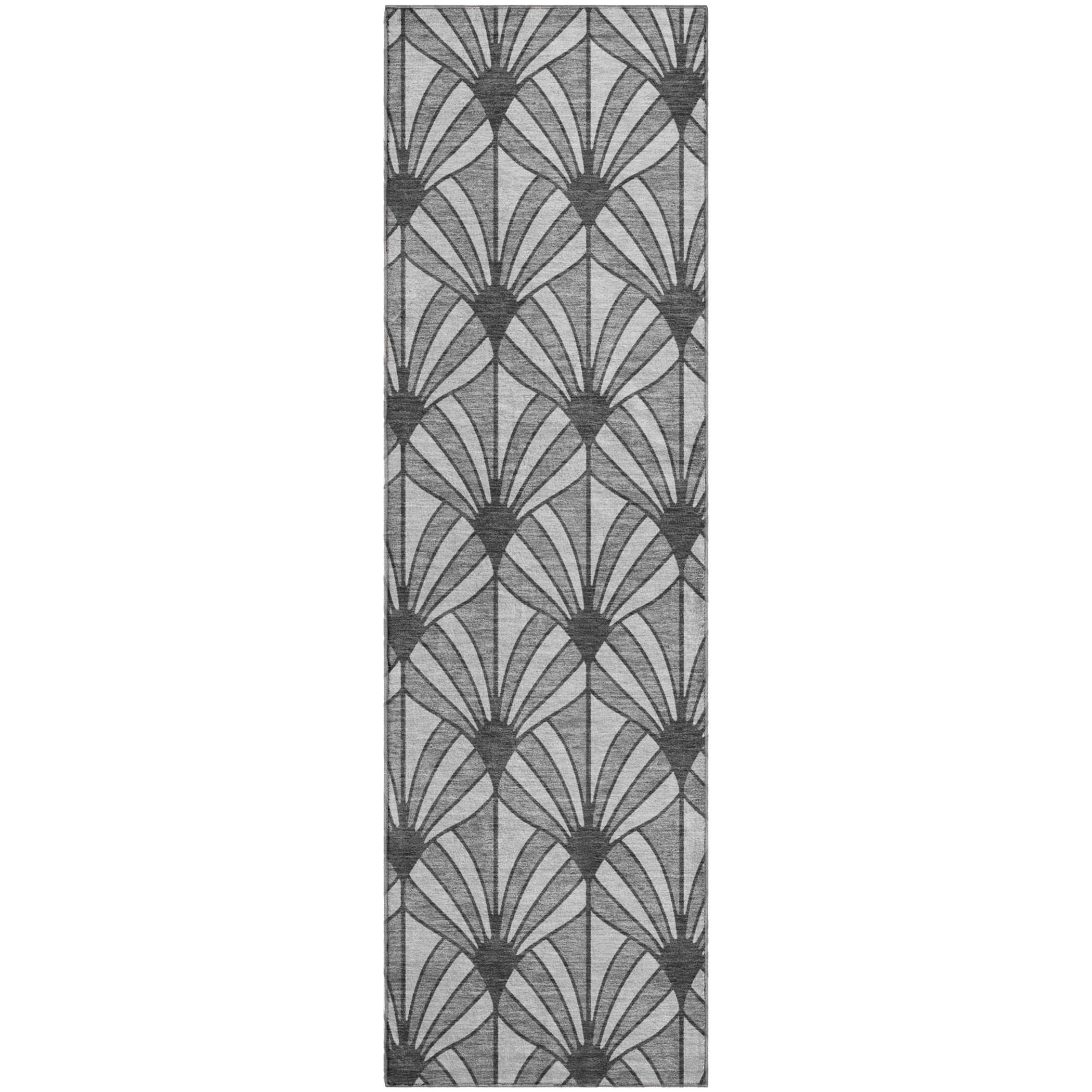 Zanzibar Machine Washable Transitional Gray Rug 2'3" x 7'6" #shape_Runner