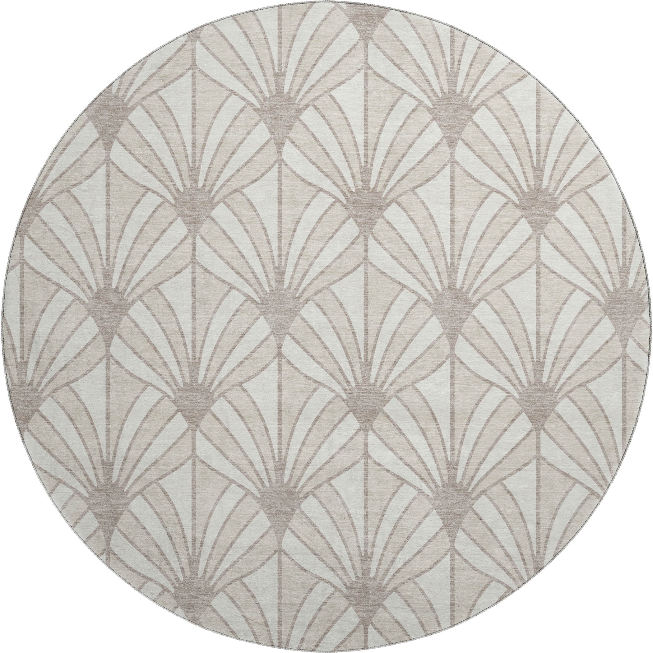 Zanzibar Machine Washable Transitional Ivory Rug 8' x 8' #shape_Round