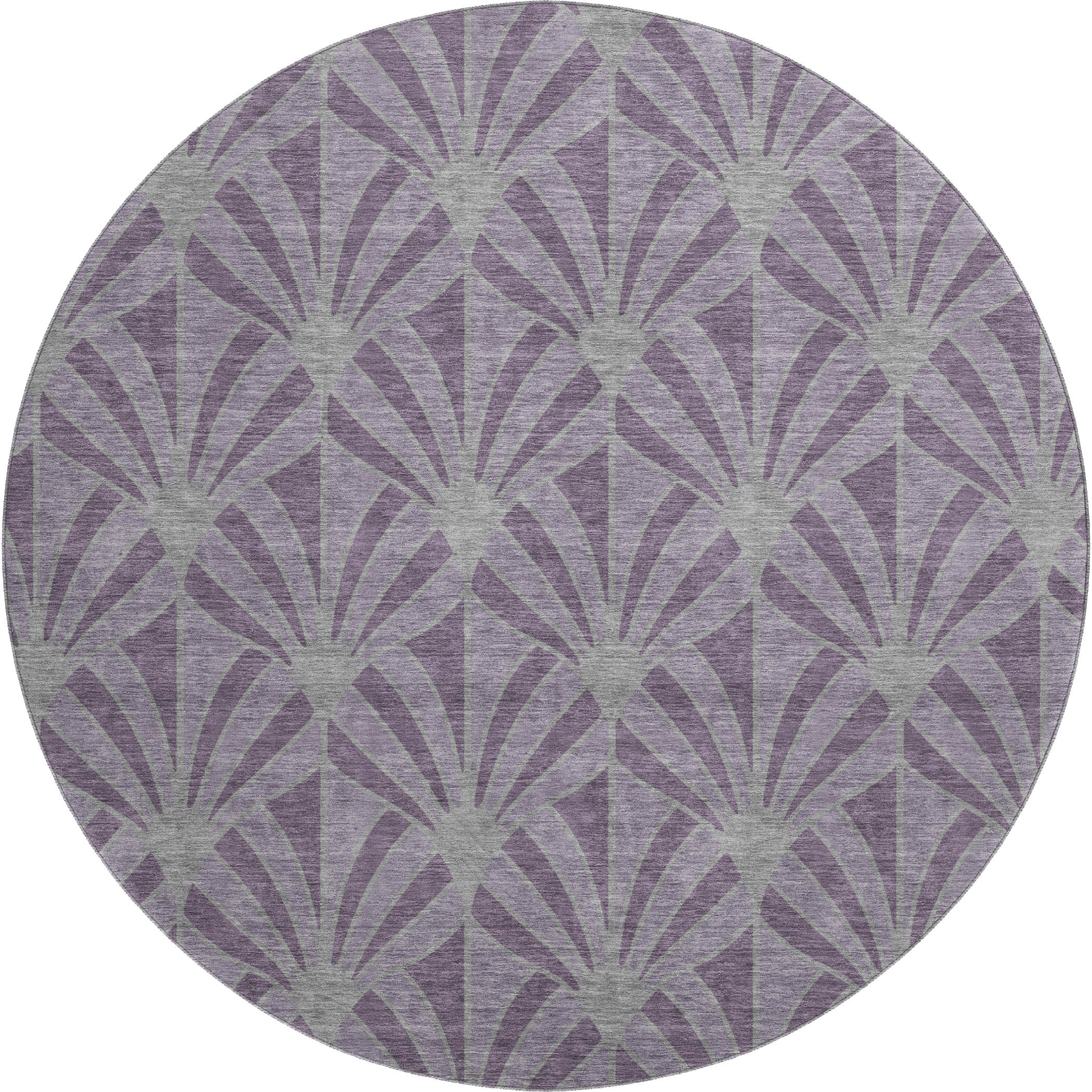 Zanzibar Machine Washable Transitional Purple Rug 8' x 8' #shape_Round