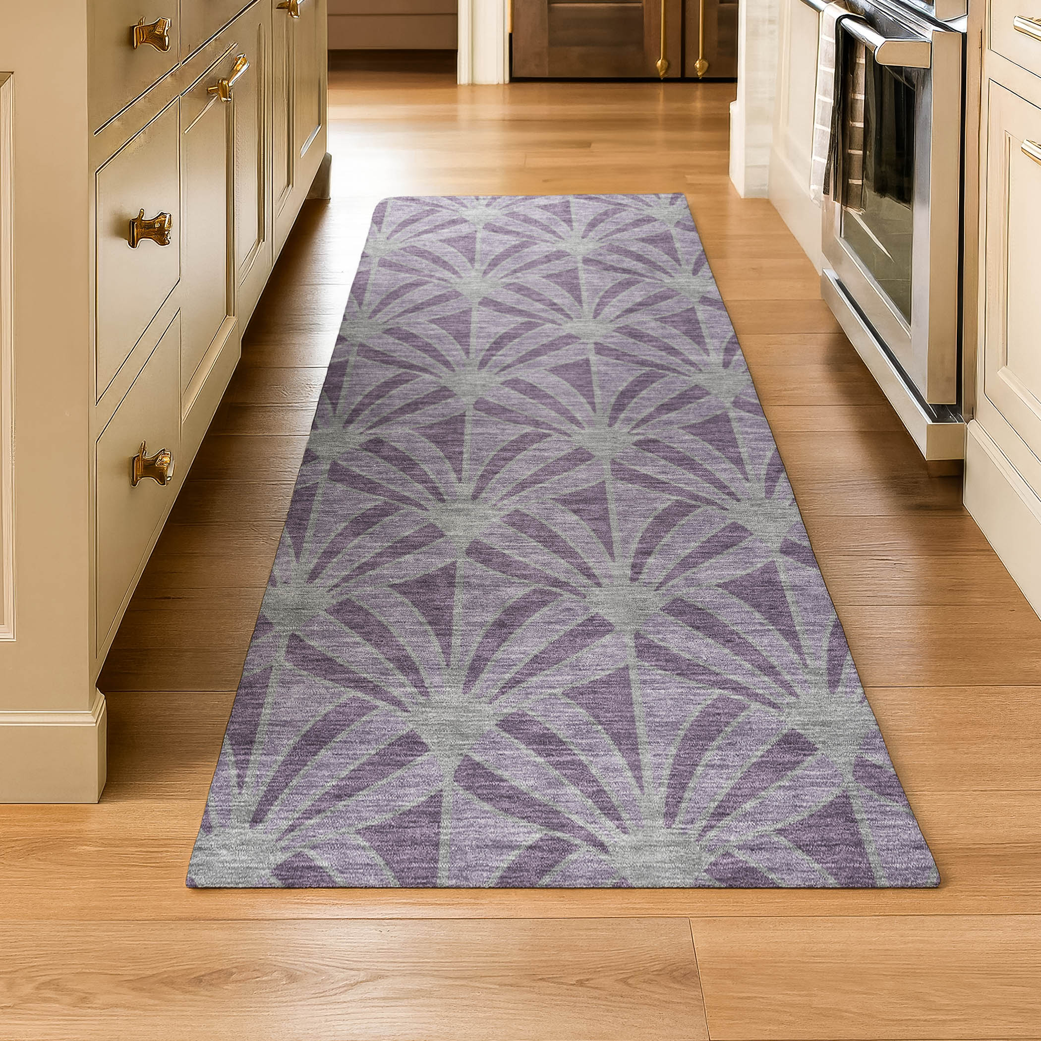 Zanzibar Machine Washable Transitional Purple Rug 2'3" x 7'6" #shape_Runner