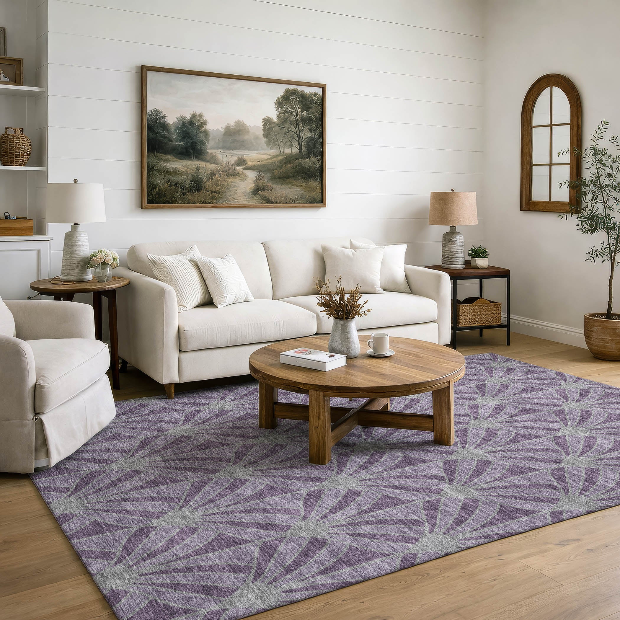 Zanzibar Machine Washable Transitional Purple Rug 3' x 5' #shape_Rectangle