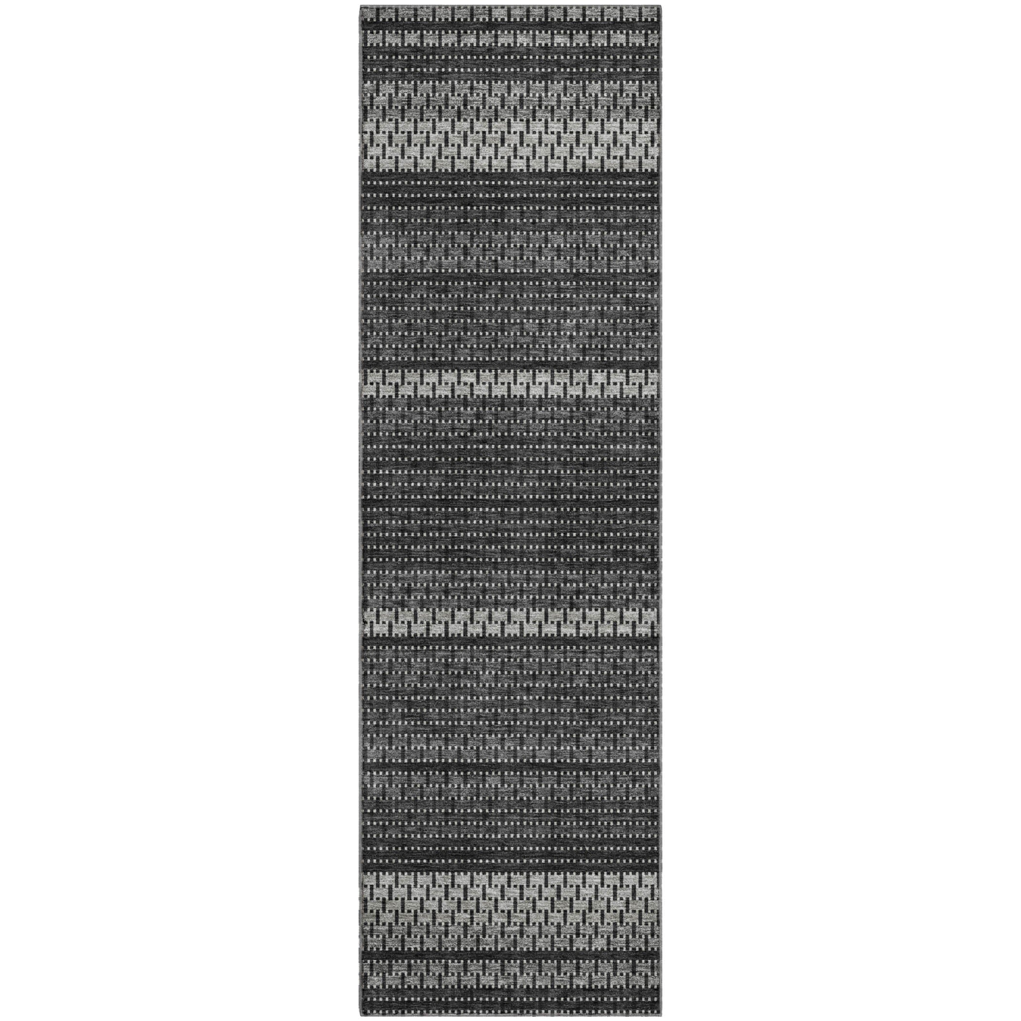 Seoul Machine Washable Transitional Black Rug 2'3" x 7'6" #shape_Runner