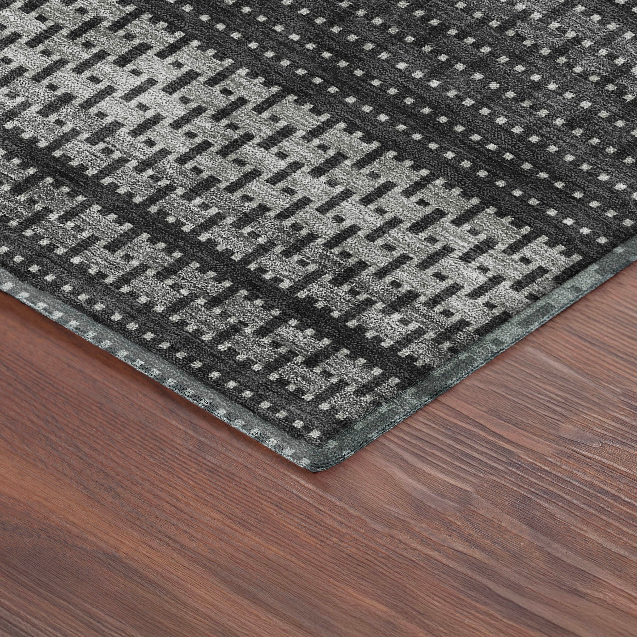 Seoul Machine Washable Transitional Black Rug 1'8" x 2'6" #shape_Rectangle