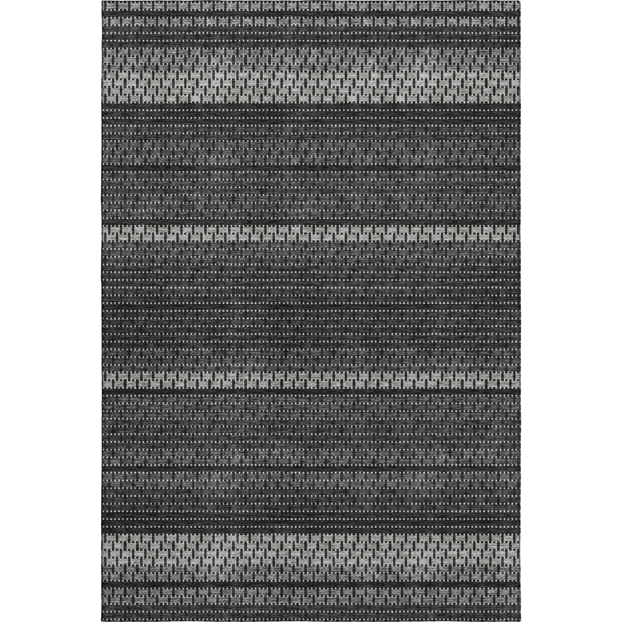 Seoul Machine Washable Transitional Black Rug 3' x 5' #shape_Rectangle