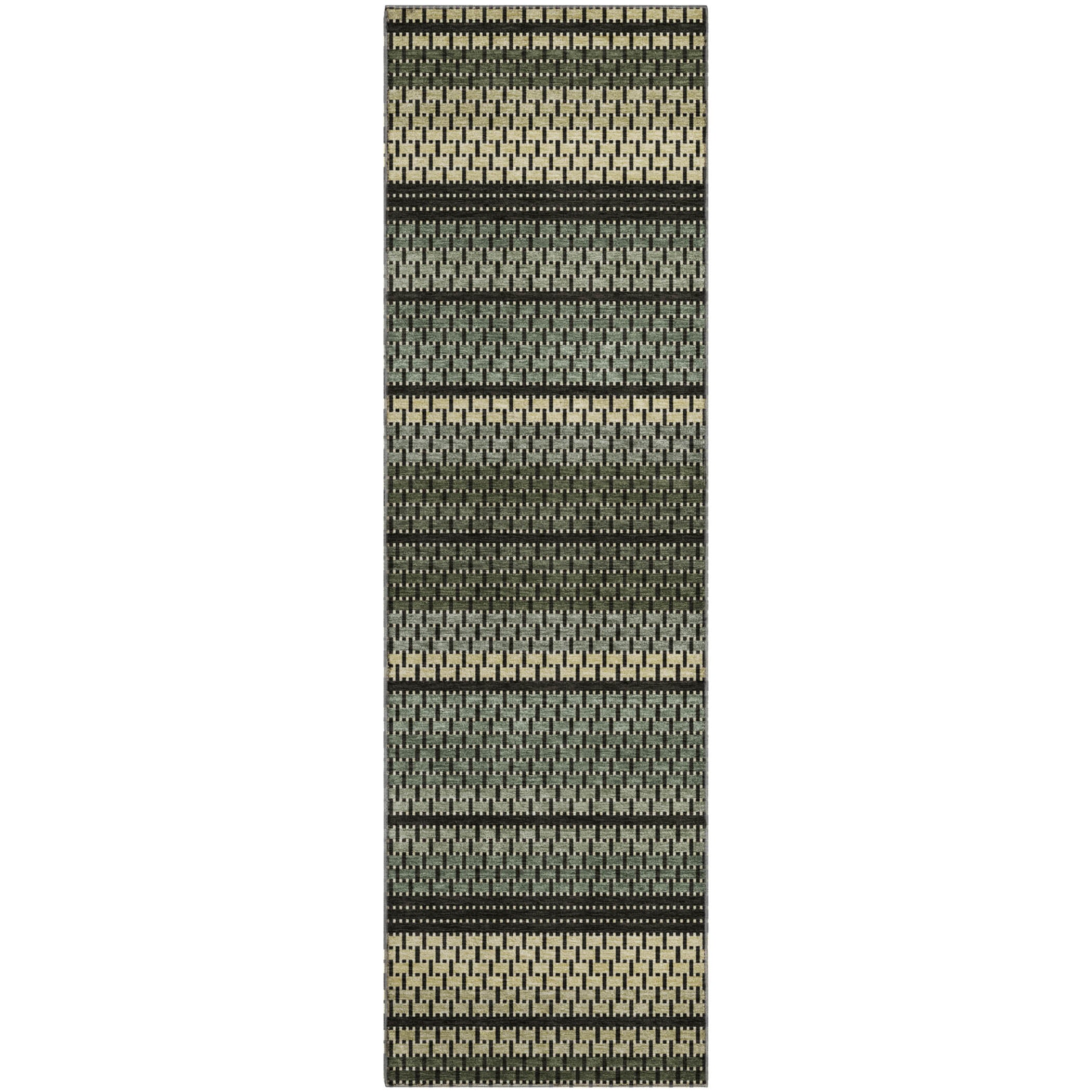 Seoul Machine Washable Transitional Cactus Green Rug 2'3" x 7'6" #shape_Runner