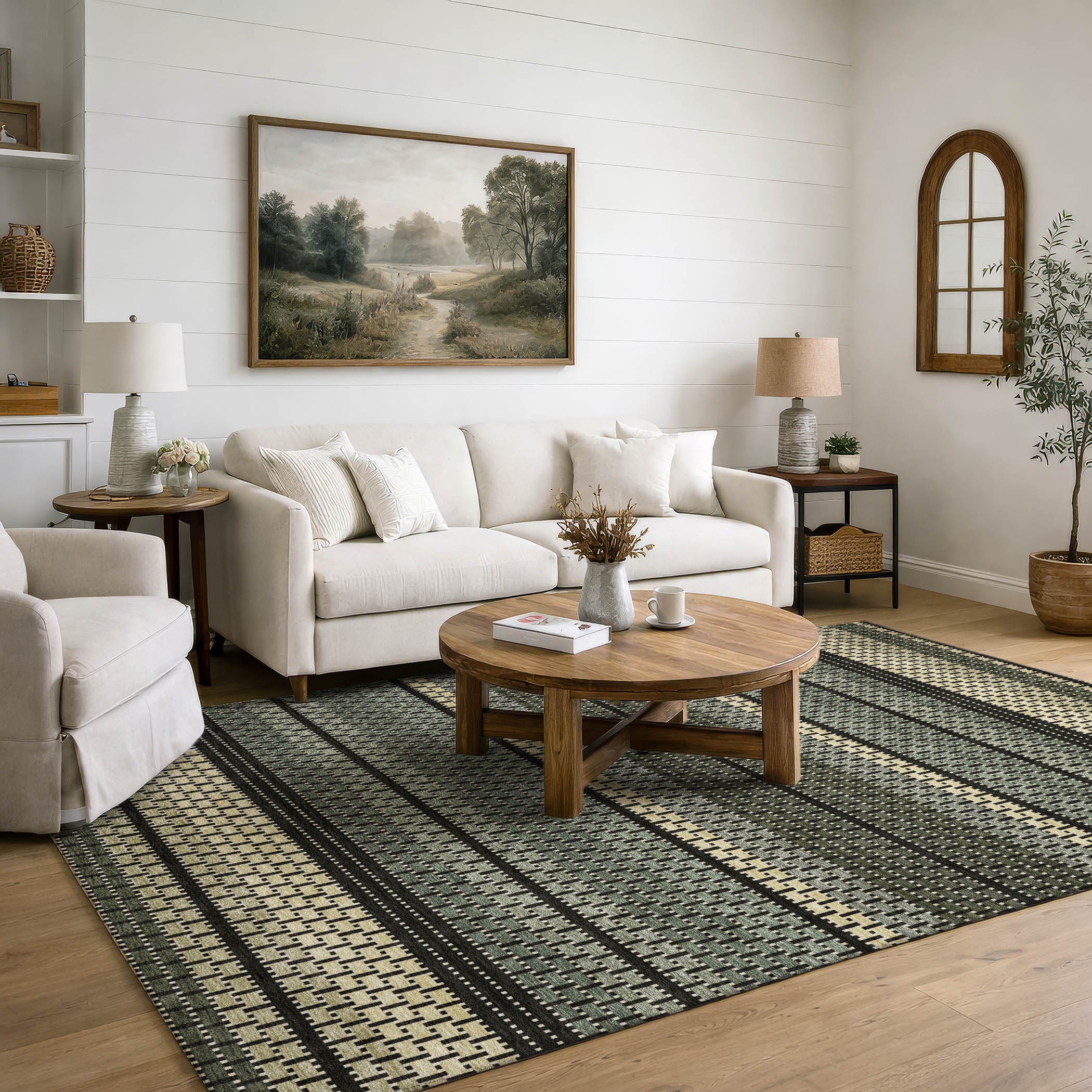 Seoul Machine Washable Transitional Cactus Green Rug 3' x 5' #shape_Rectangle