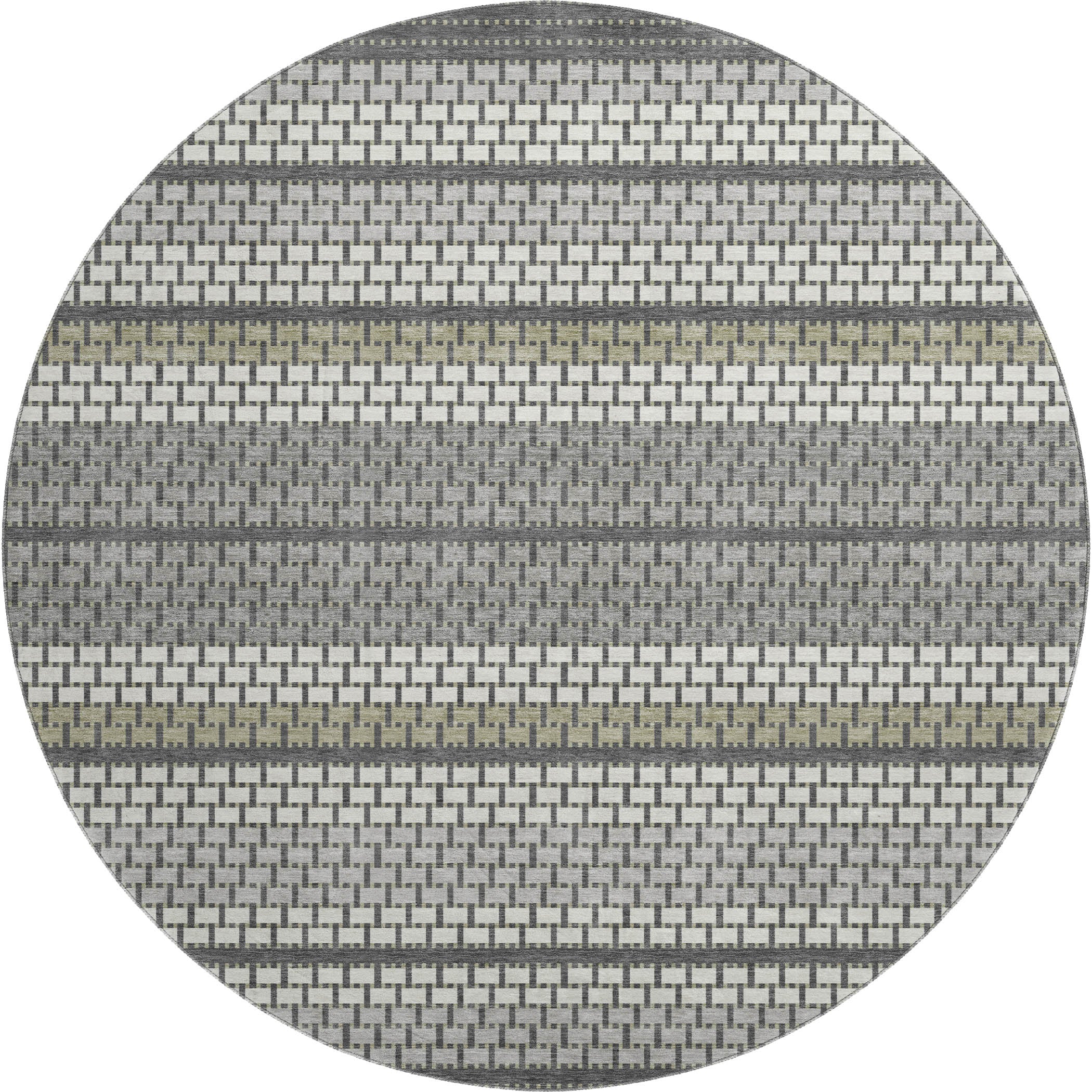 Seoul Machine Washable Transitional Gray Rug 8' x 8' #shape_Round