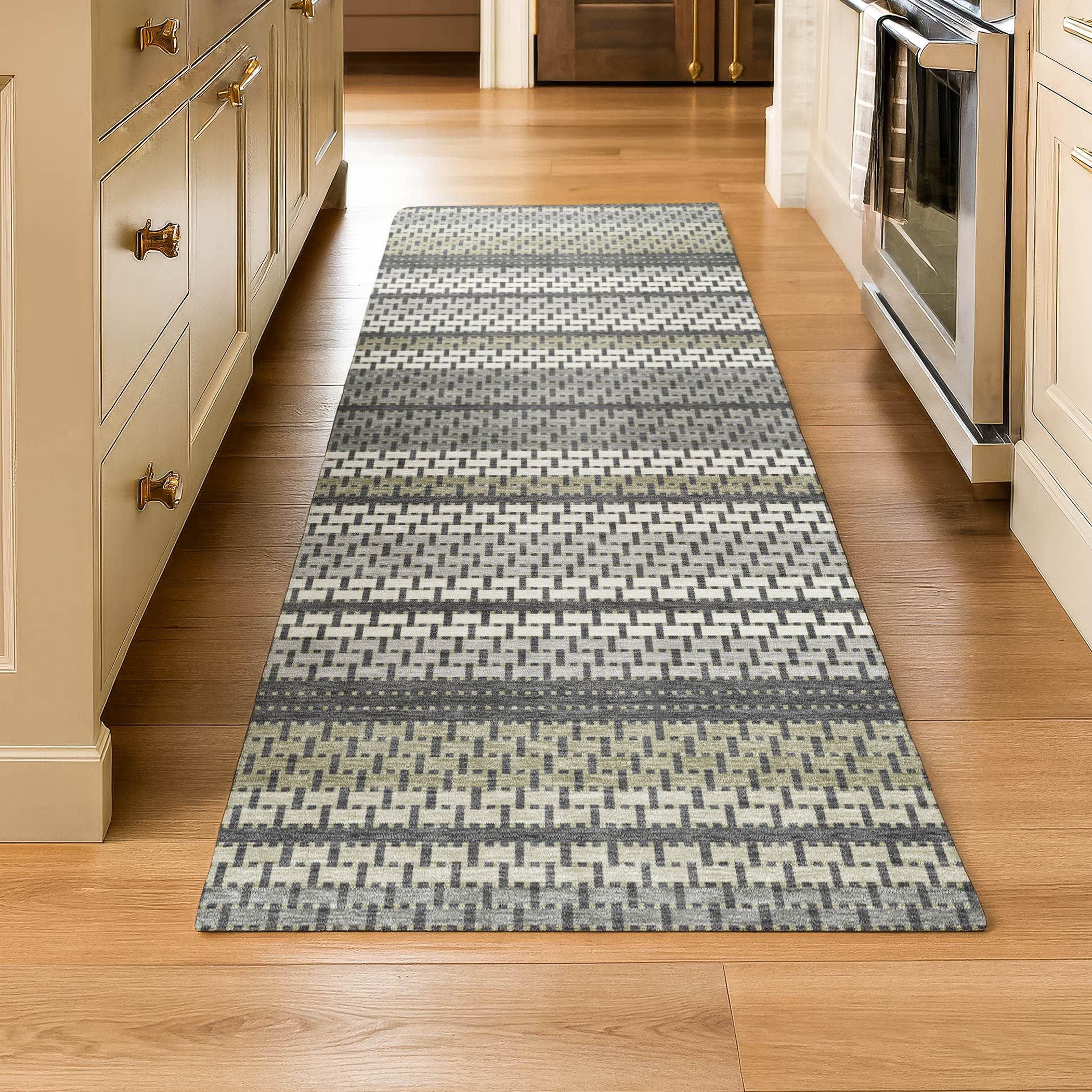 Seoul Machine Washable Transitional Gray Rug 2'3" x 7'6" #shape_Runner